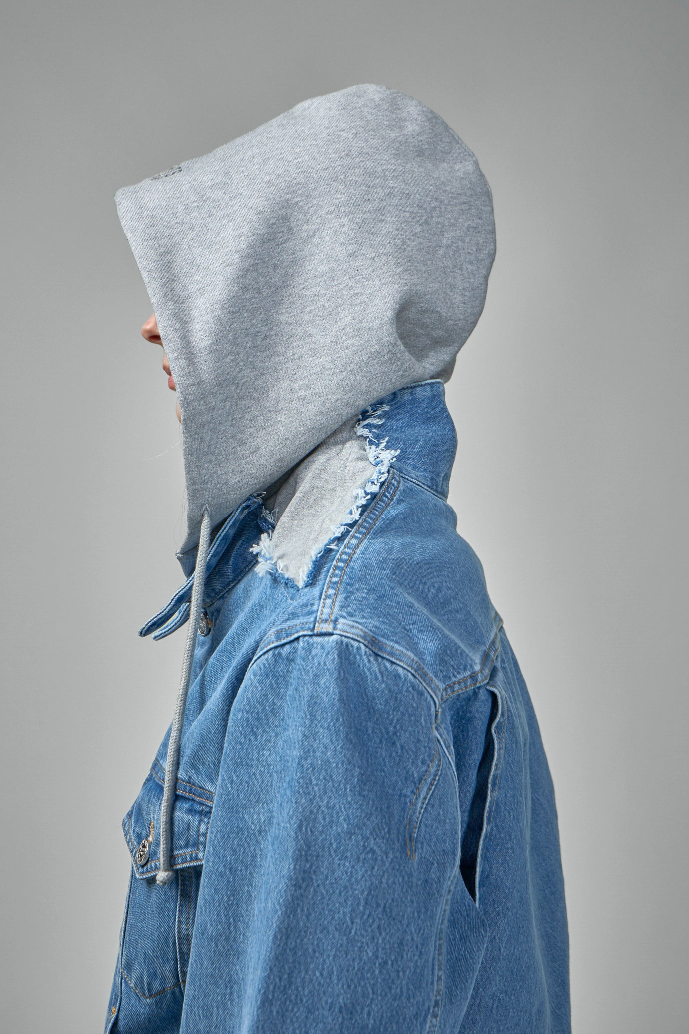 Deconstructed Hooded Denim Jacket - 5