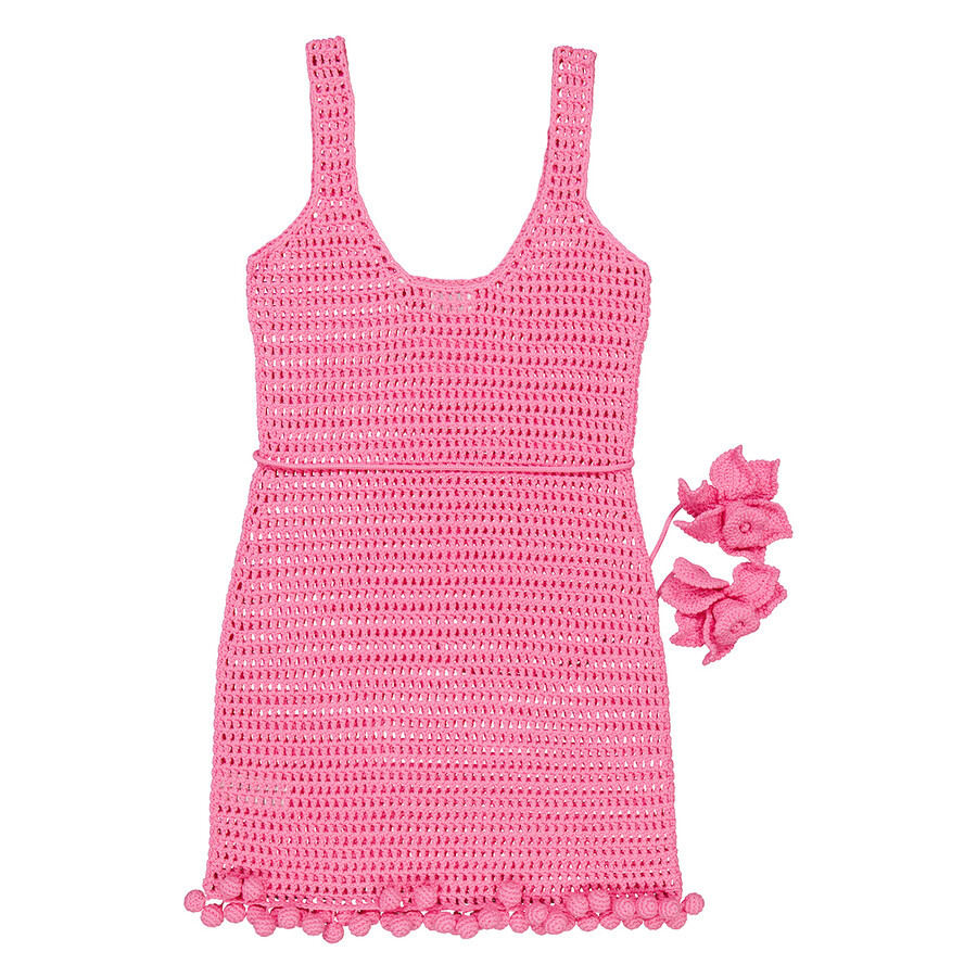 Burberry Ladies Bubblegum Pink Crochet Mini Dress - 5