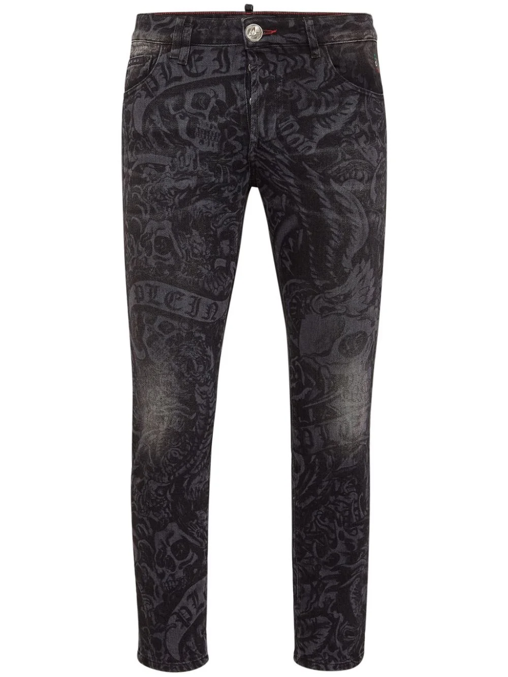 tattoo-print skinny jeans - 1