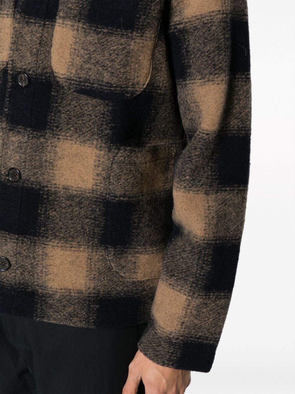 check-pattern felted shirt jacket - 5