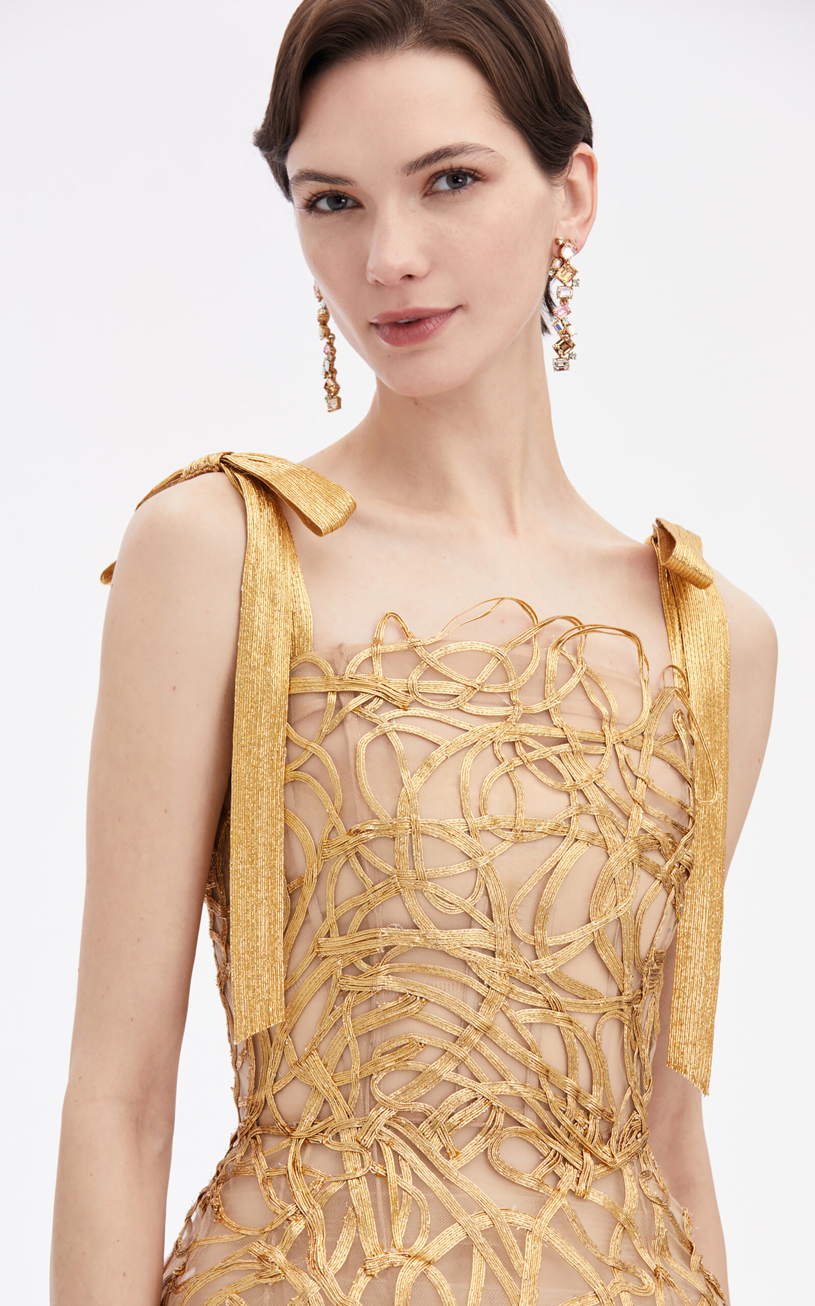 Metallic Embroidered Mini Dress gold - 5