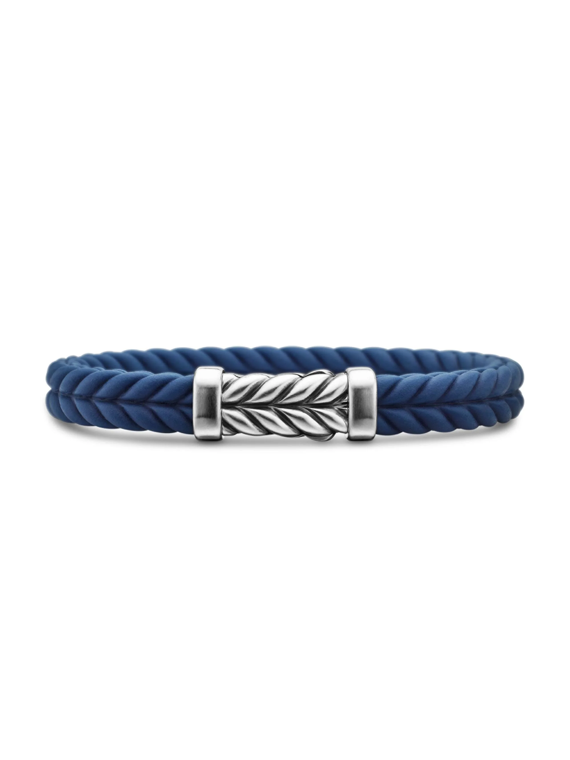 Men's Chevron Bracelet in Brown Rubber - Blue - 1