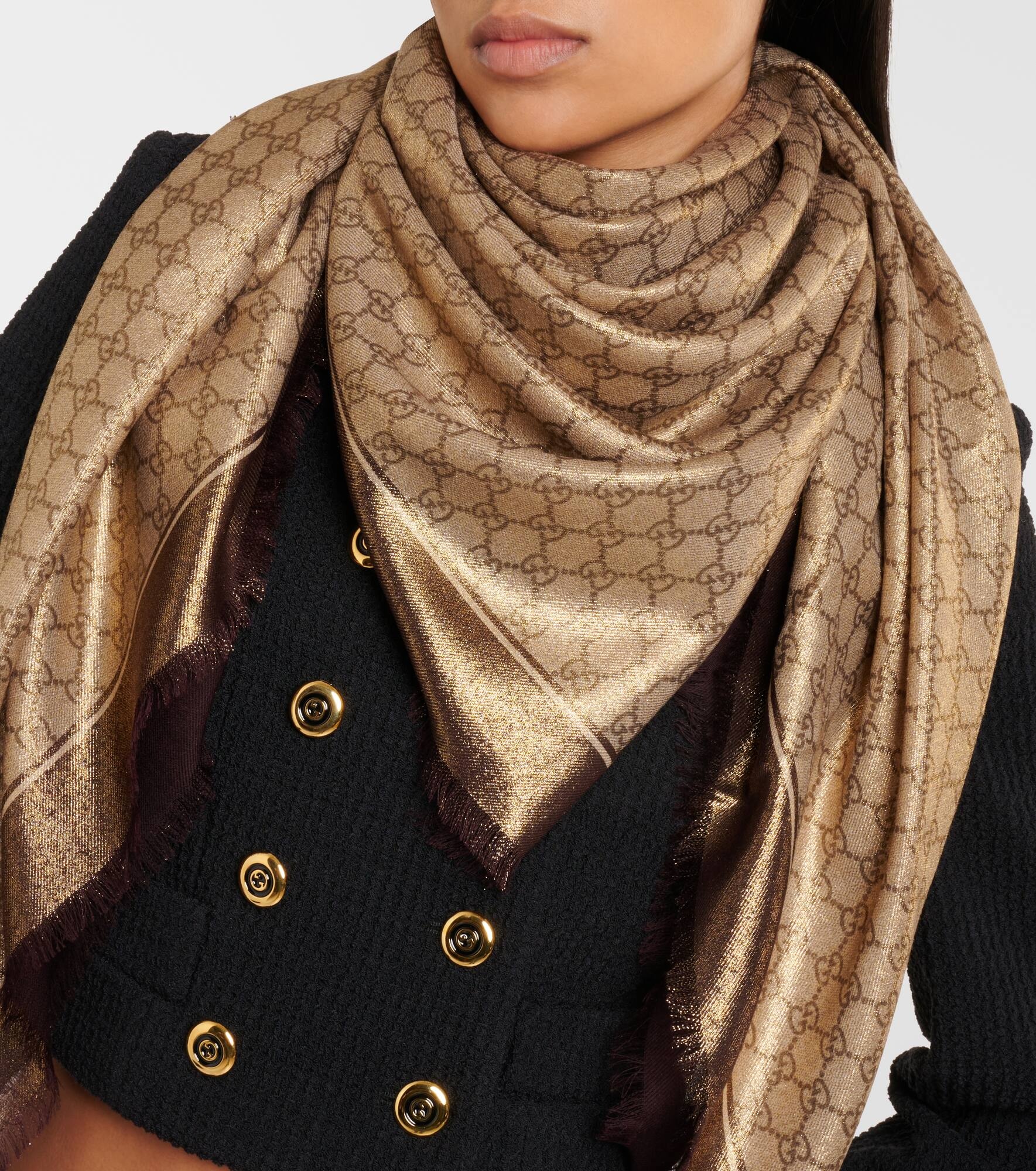 GG jacquard wool scarf - 2