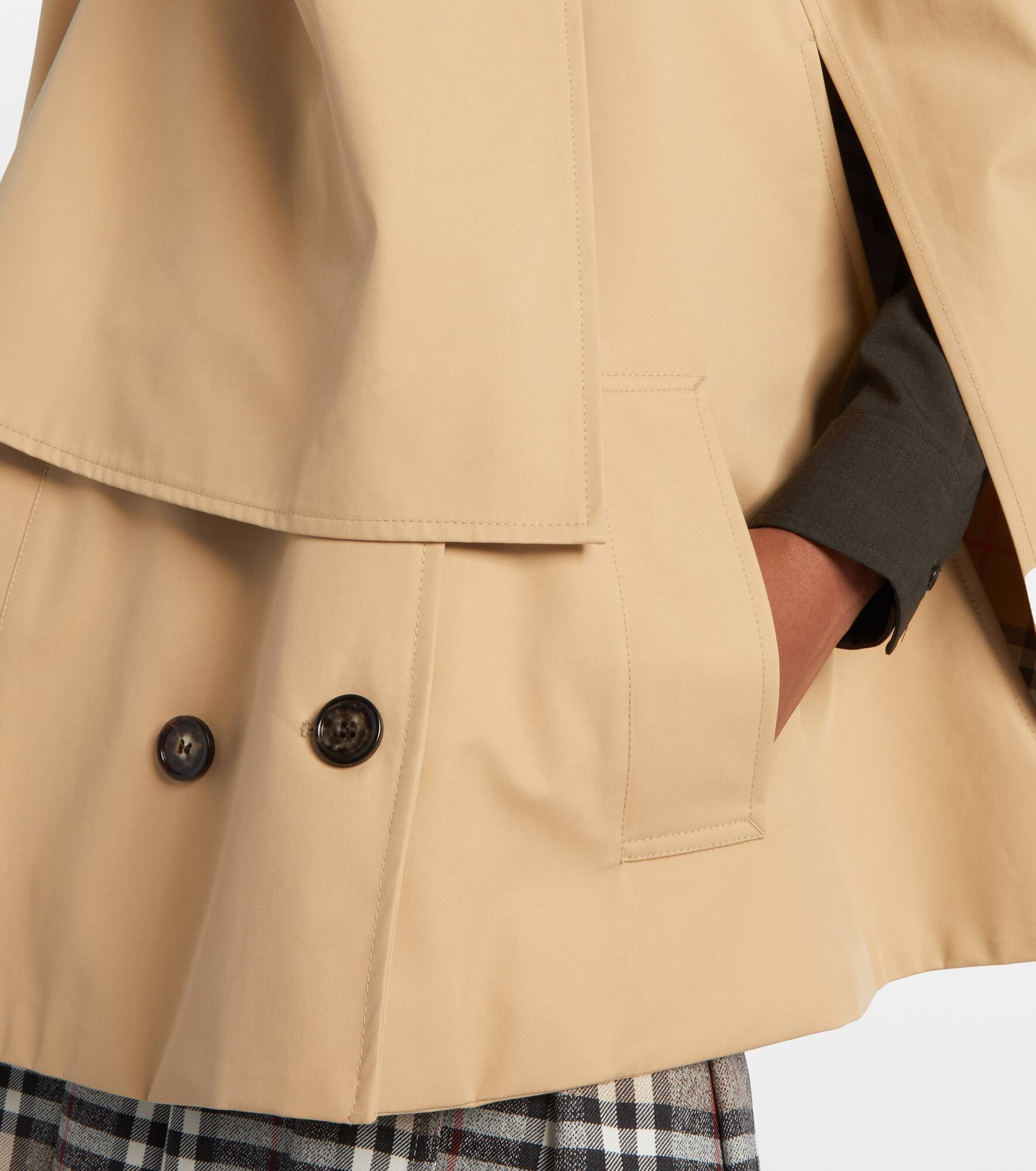 Double-breasted cotton cape - 5