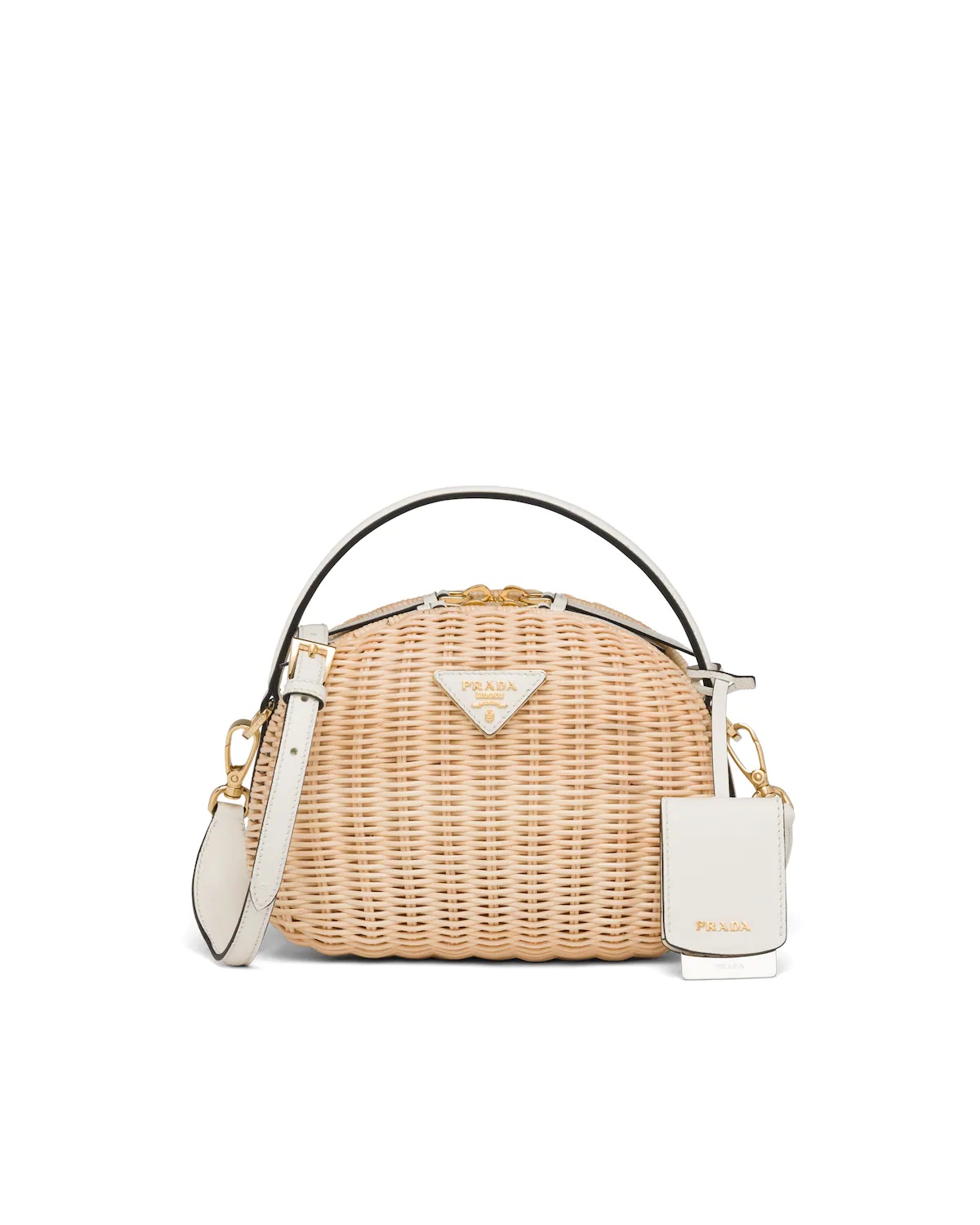 Wicker and Saffiano leather shoulder bag - 1