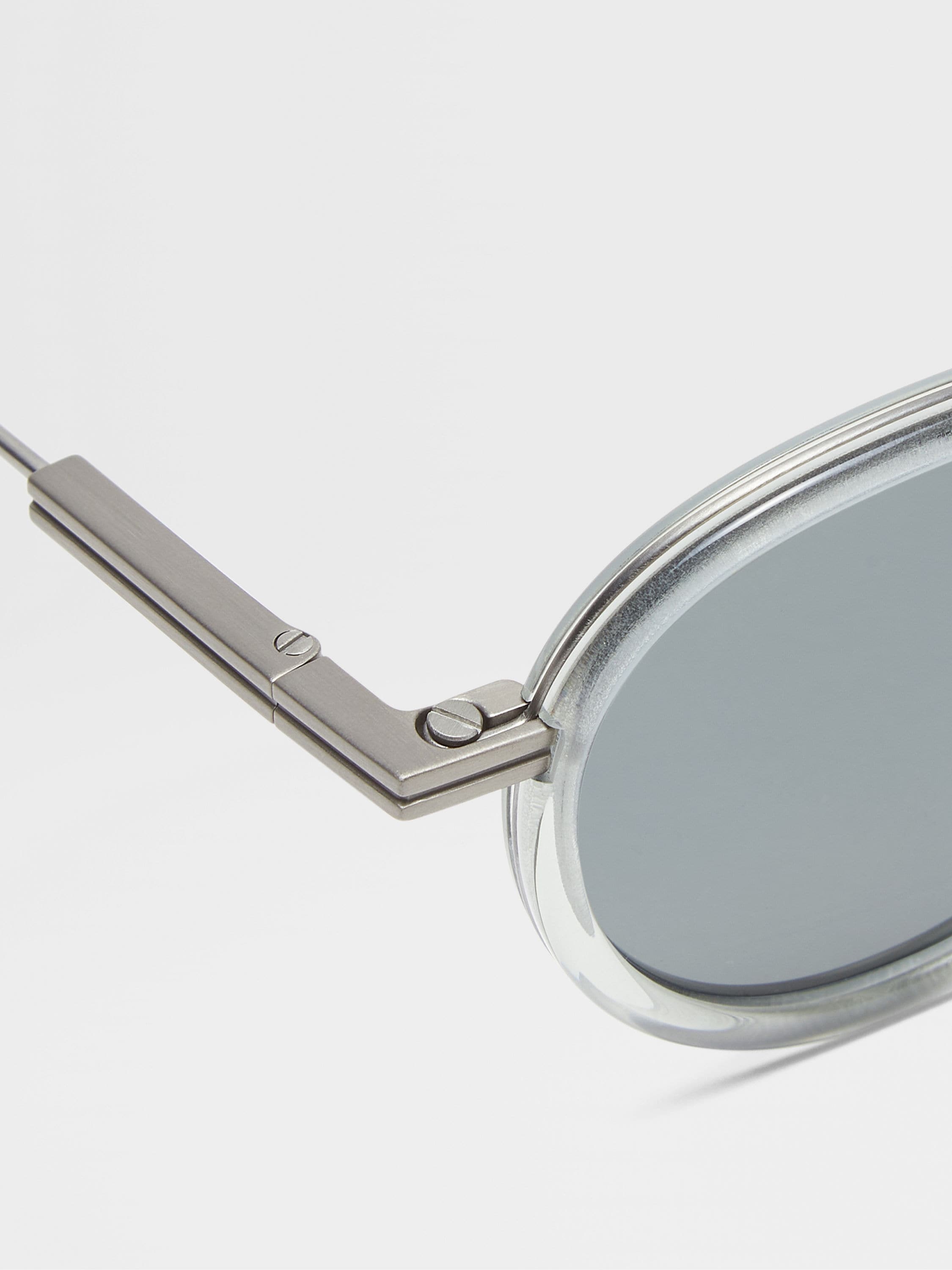 TRANSPARENT LIGHT GREEN TITANIUM AND ACETATE SUNGLASSES - 2