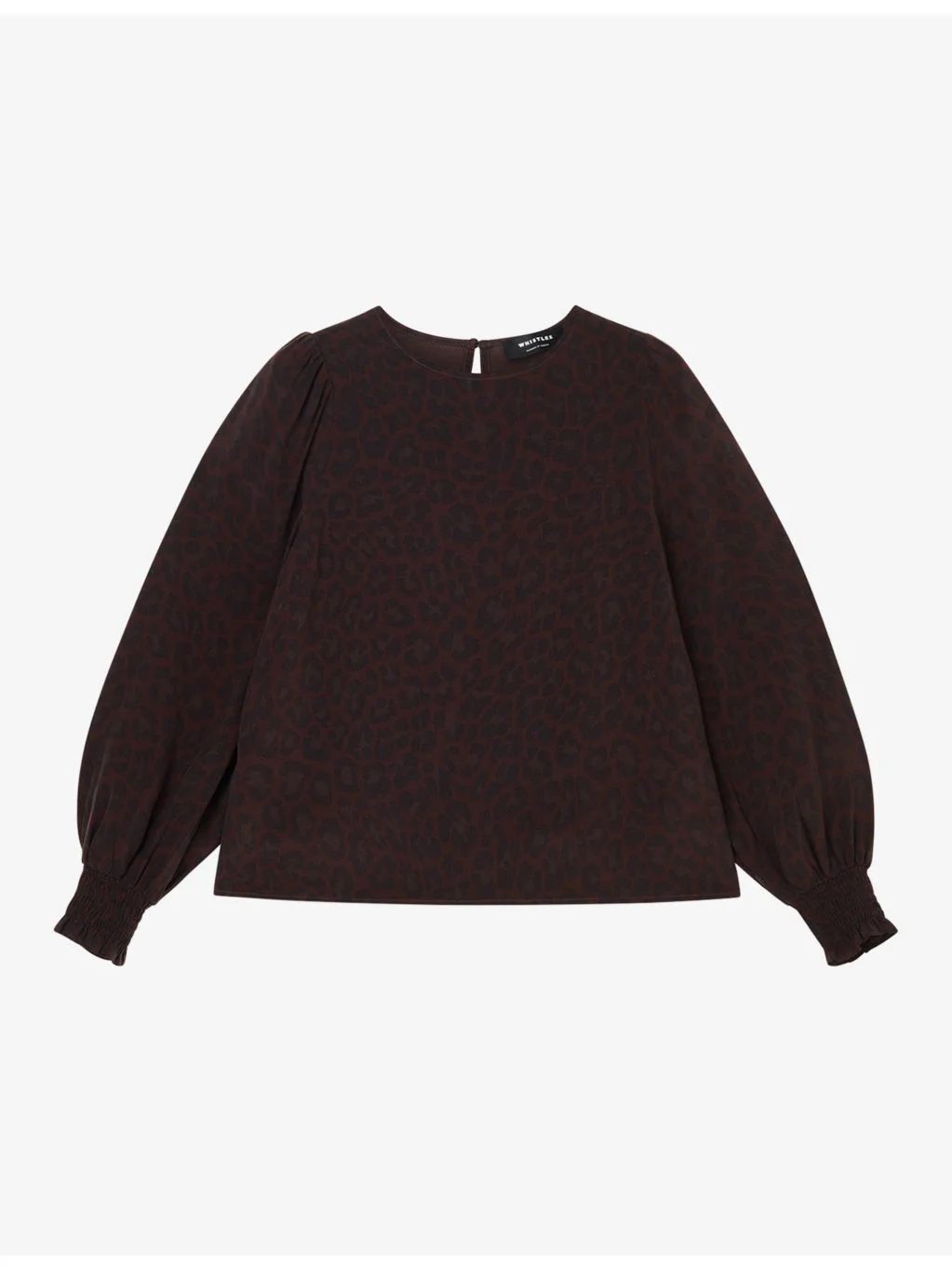 Leopard-Print Long-Sleeved Woven Blouse - 1