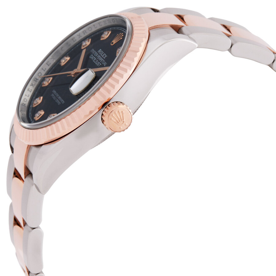 Rolex Datejust 36 Black Diamond Dial Ladies Steel and 18kt Everose Gold Oyster Watch 126231BKDO - 2