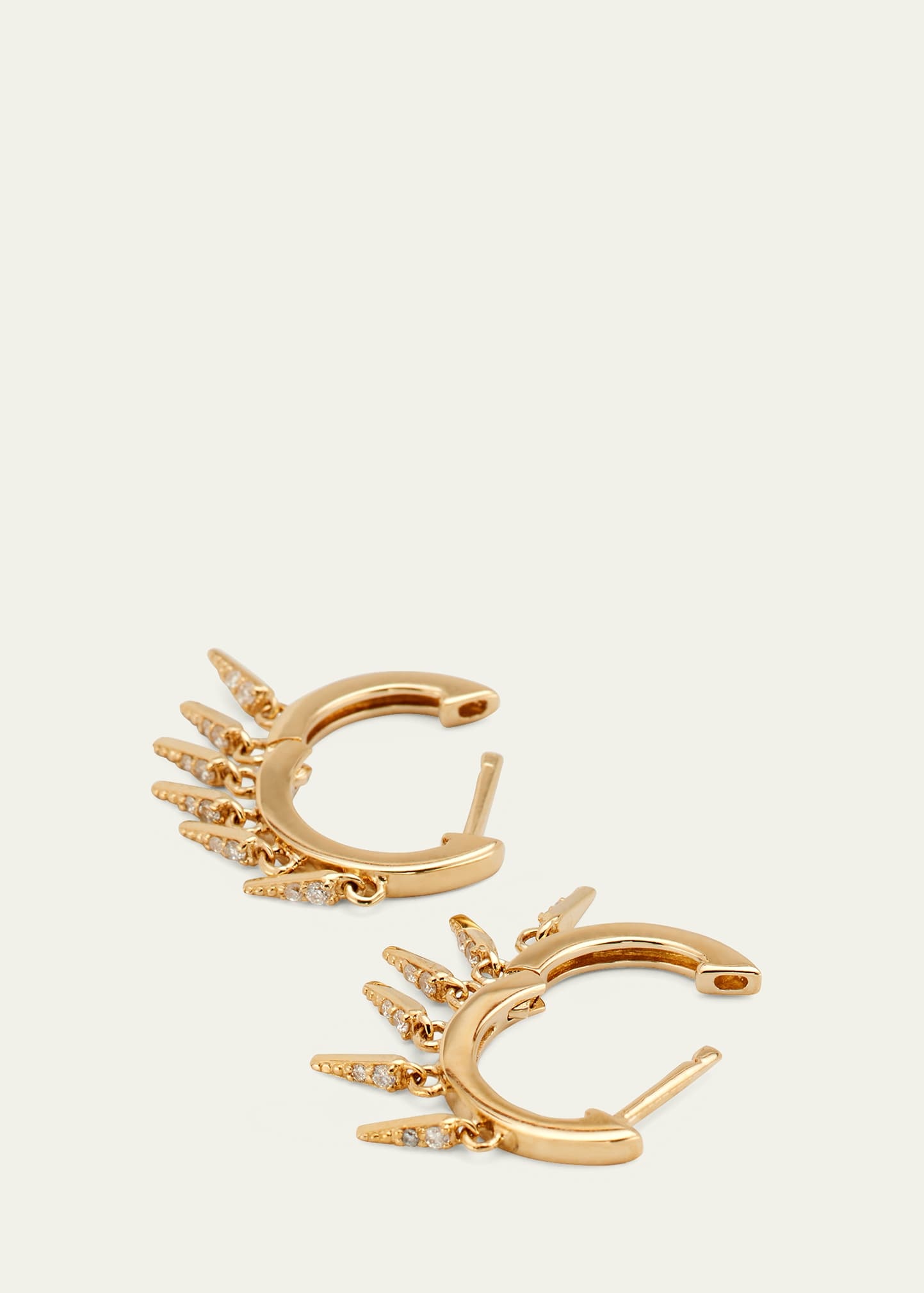 14k Diamond Fringe Huggie Hoop Earrings - 4