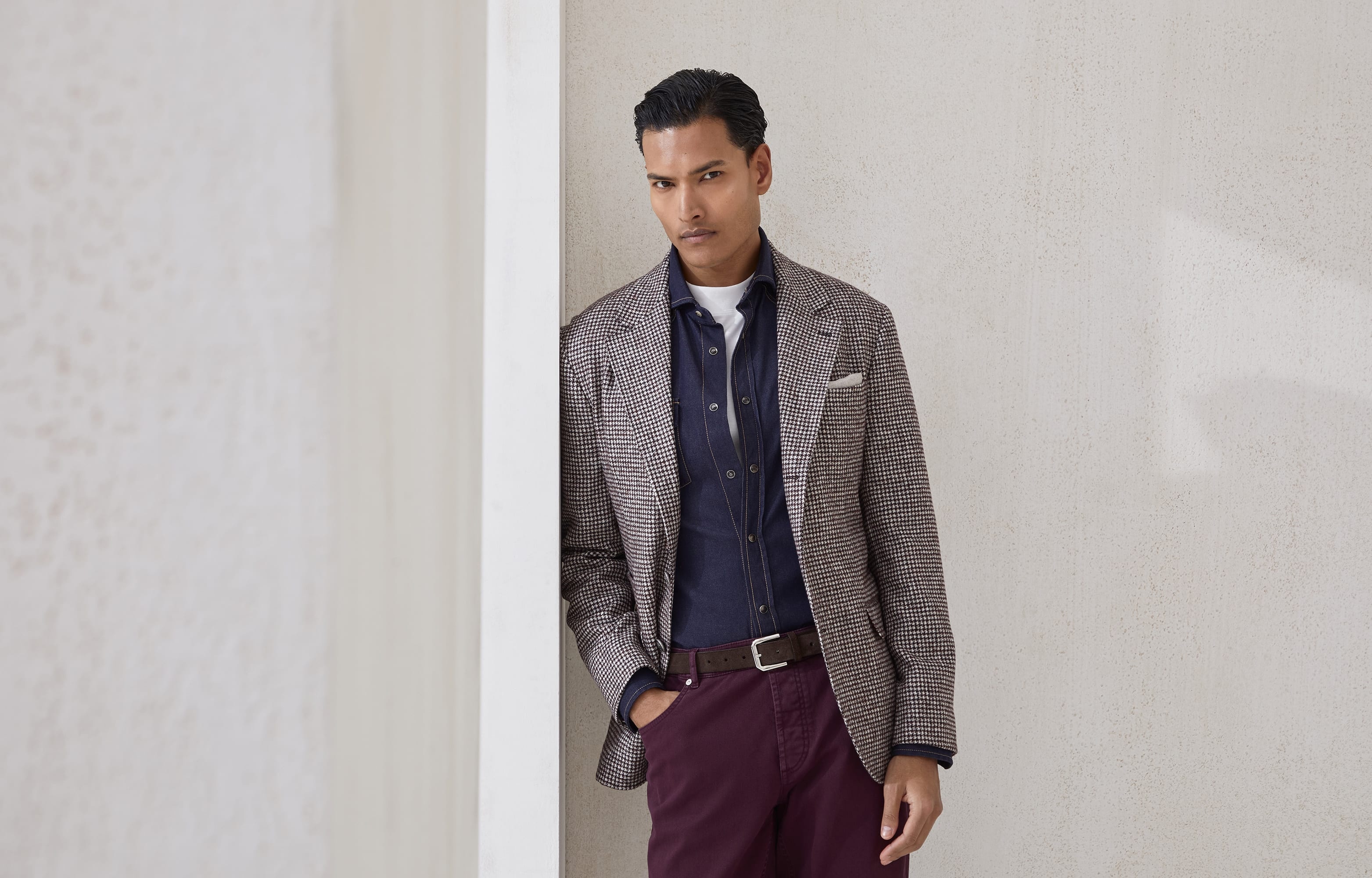 Wool and alpaca houndstooth deconstructed blazer with metal buttons - 6