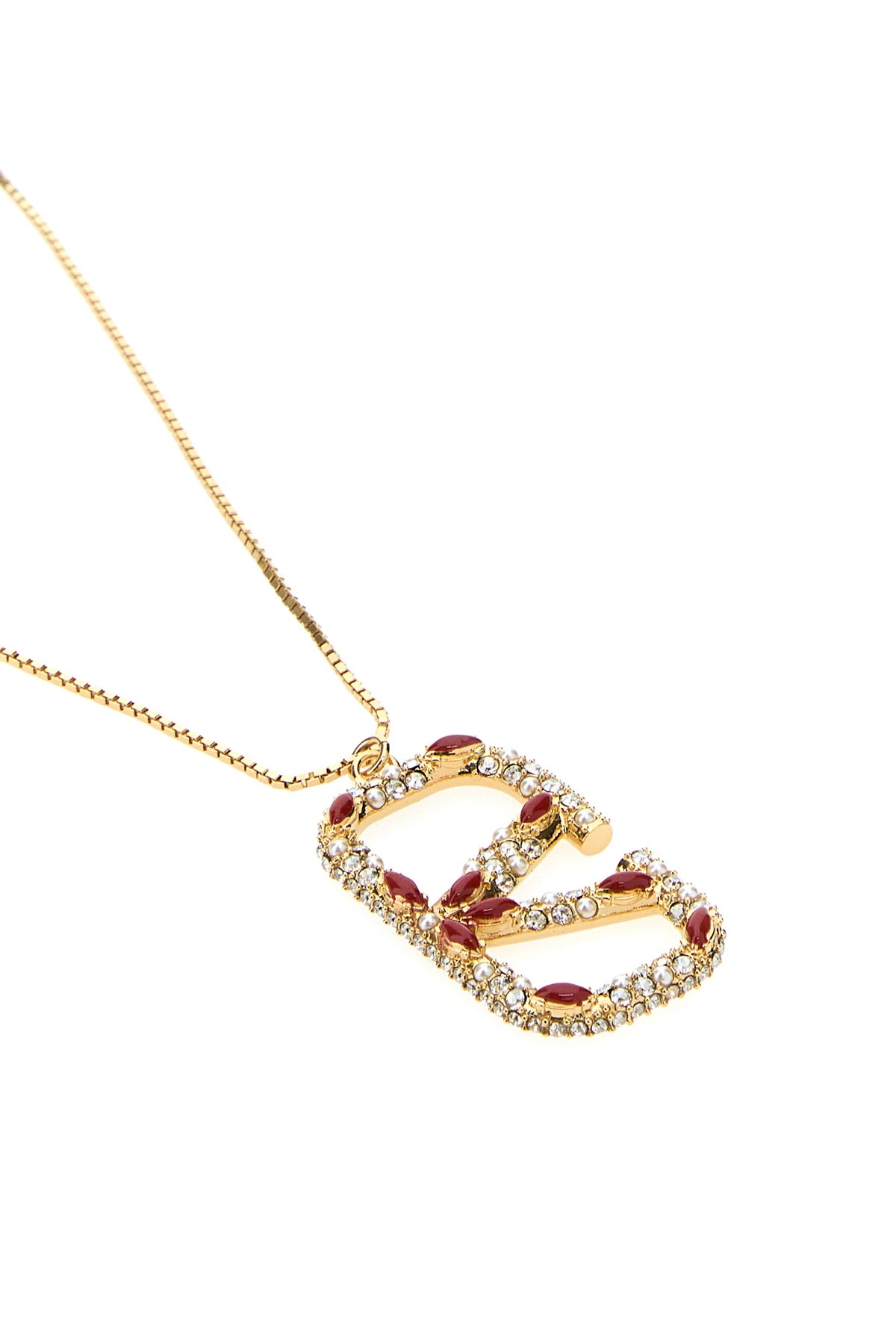 Gold metal VLogo necklace - 2