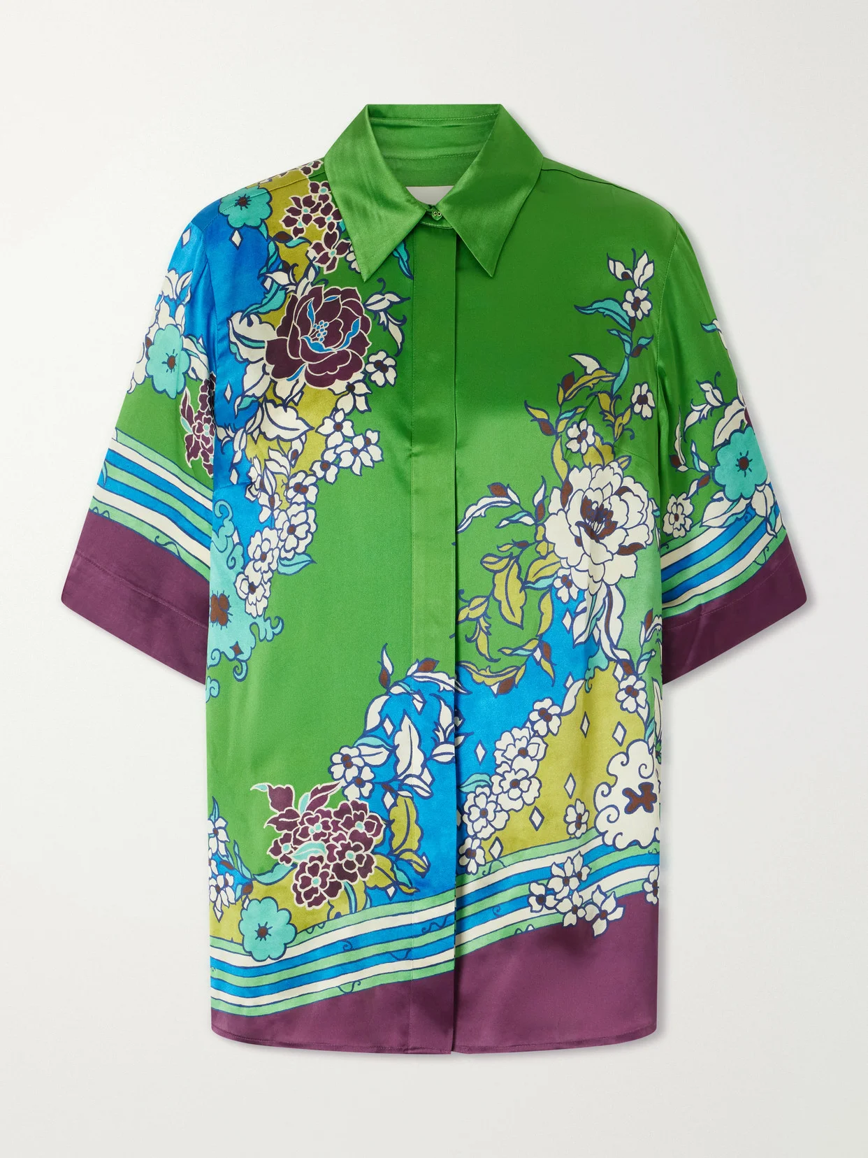 Nanci Printed Silk-satin Shirt - 1