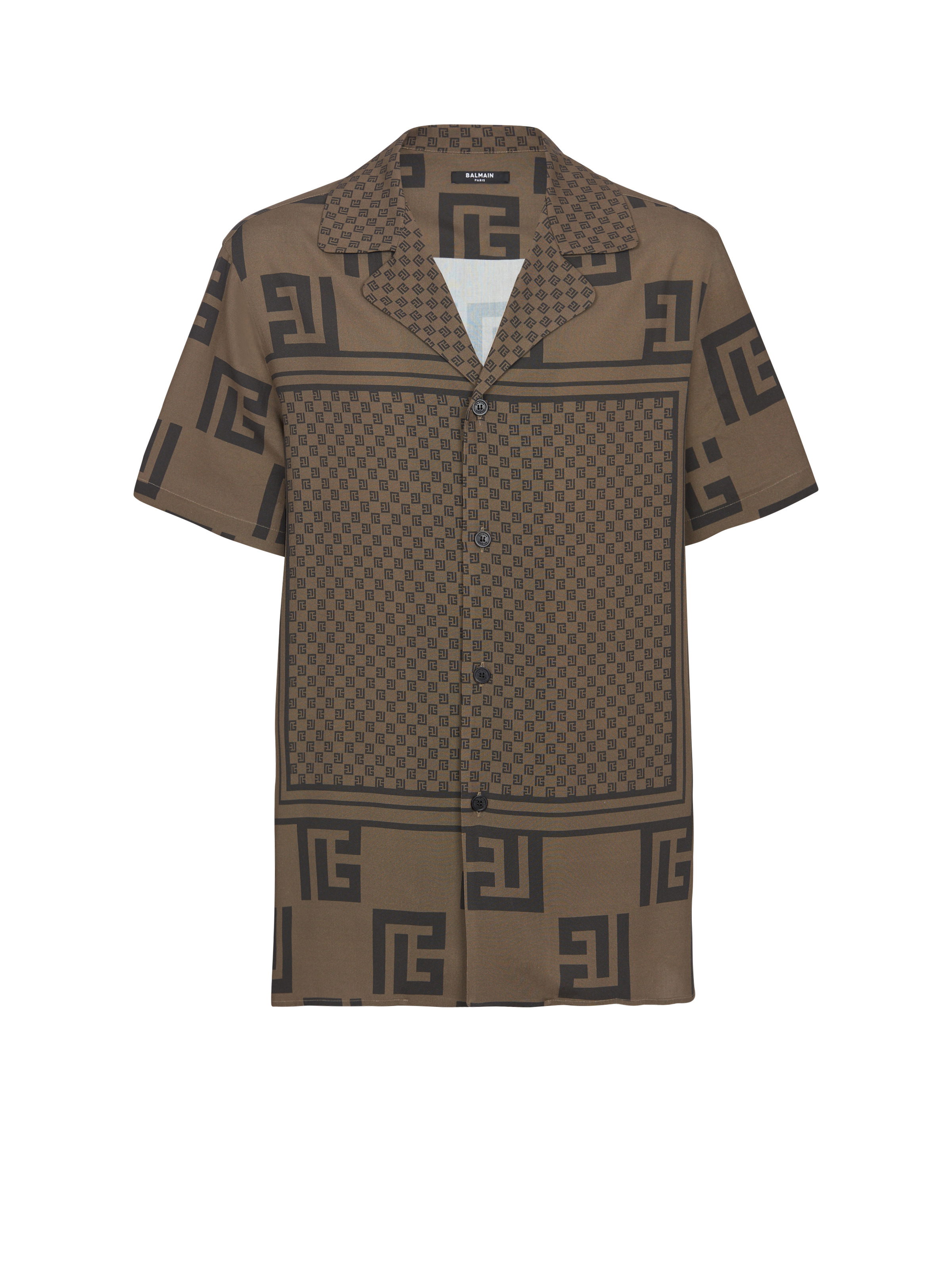 Short-sleeved shirt with monogram scarf print - 1