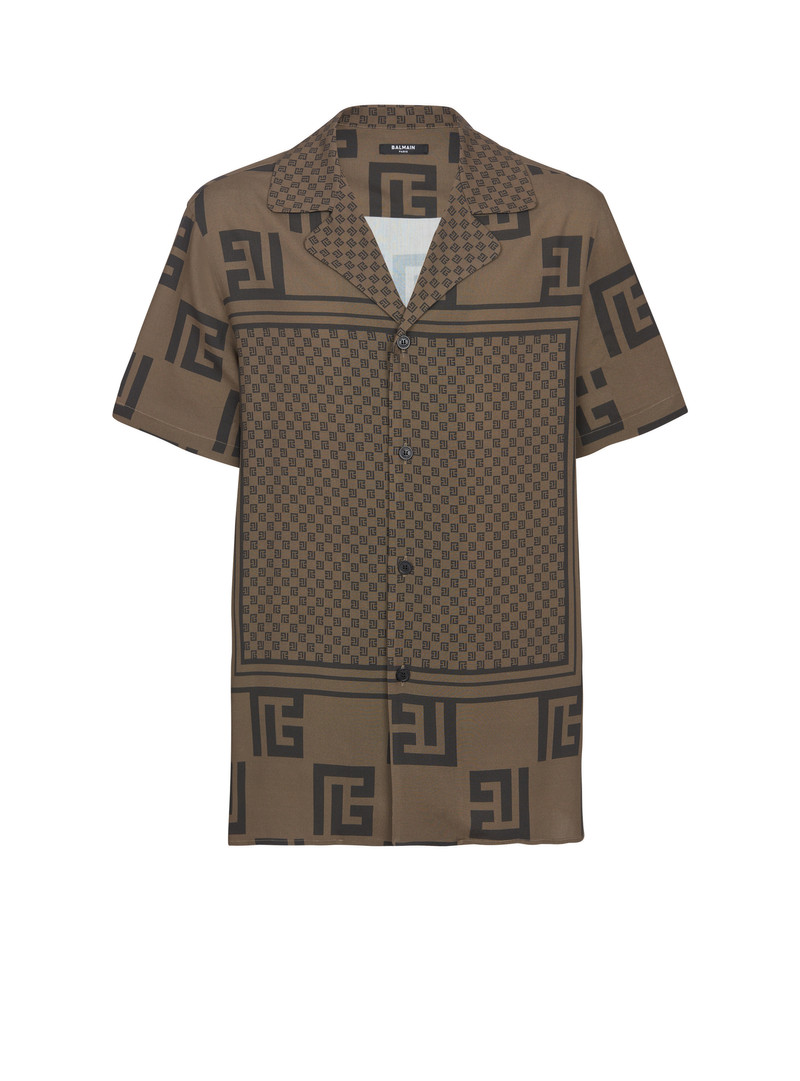 Short-sleeved shirt with monogram scarf print 1