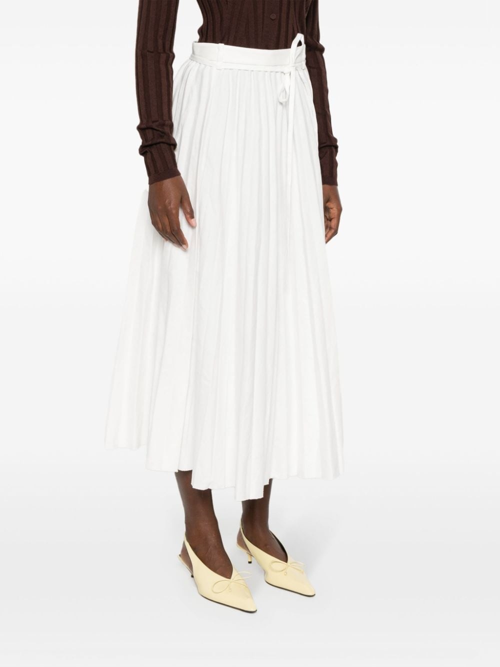 plissÃ©-effect linen-blend skirt - 3