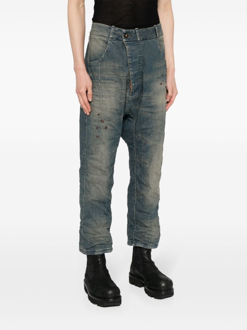 asymmetric drop-crotch jeans - 3