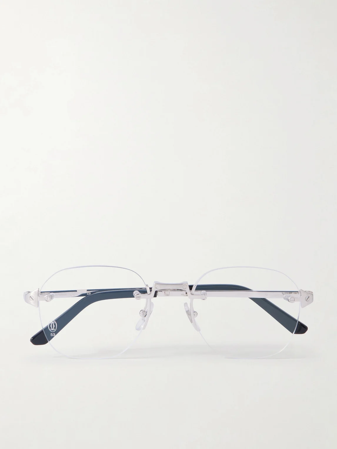 Santos de Cartier Rimless D-Frame Silver-Tone Optical Glasses - 1
