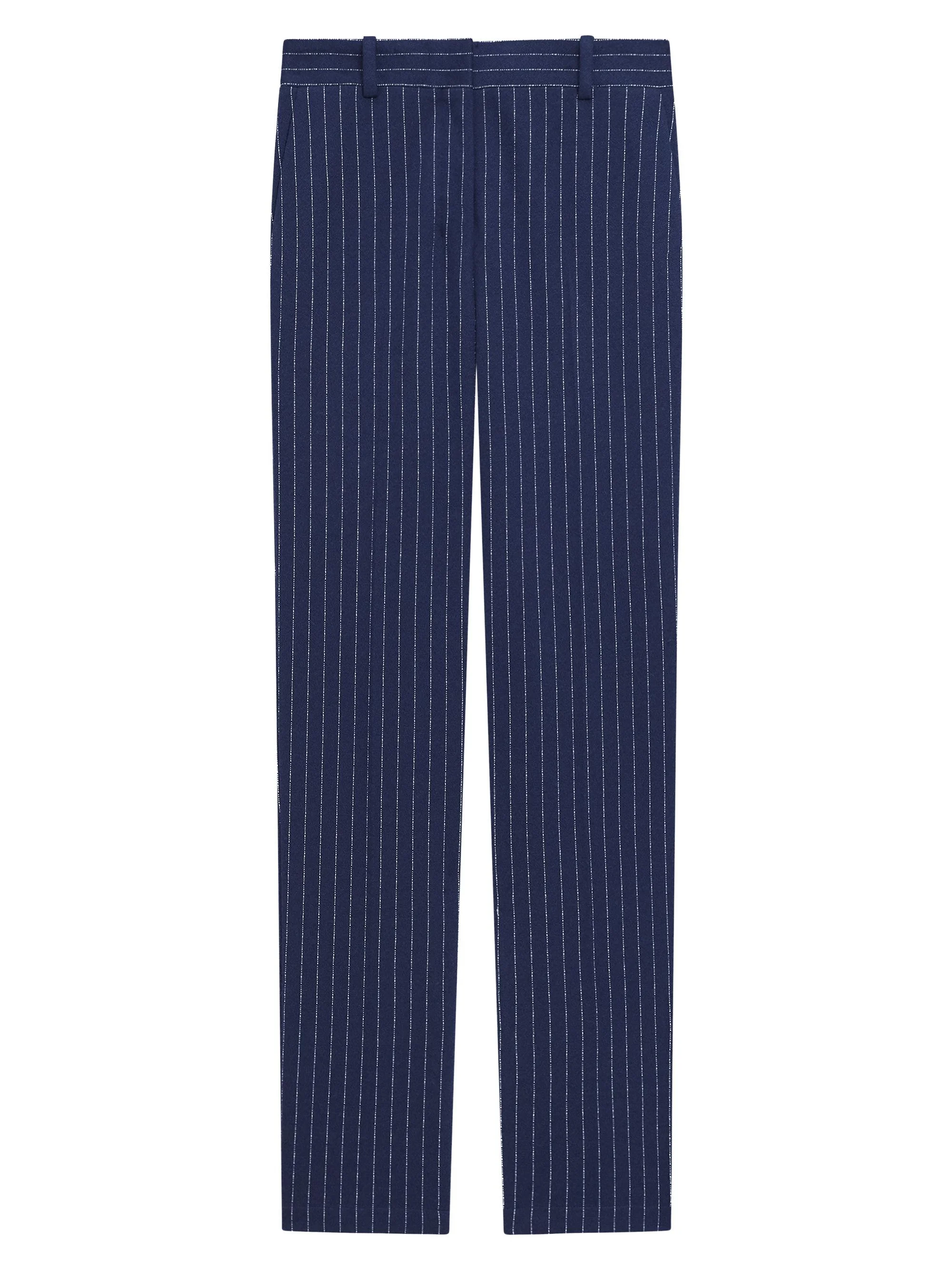 Women's Pinstriped Crepe Slim-Fit Pants - Navy Multi - 1