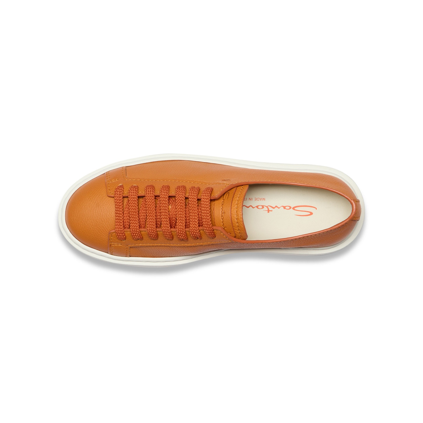 Women's orange tumbled leather sneaker - 5