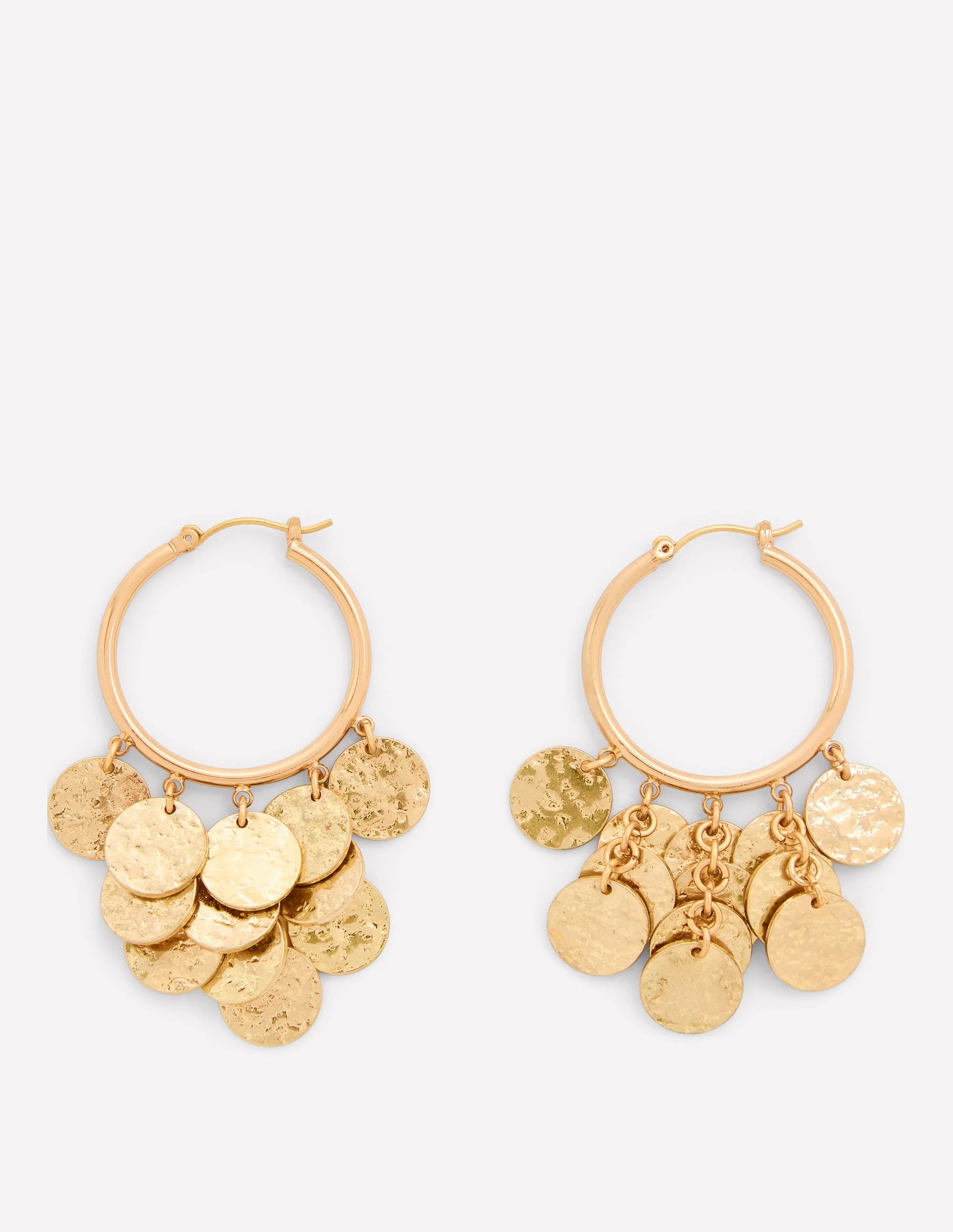 Hammered Gold Teardrop Hoops-Gold Colour - 1