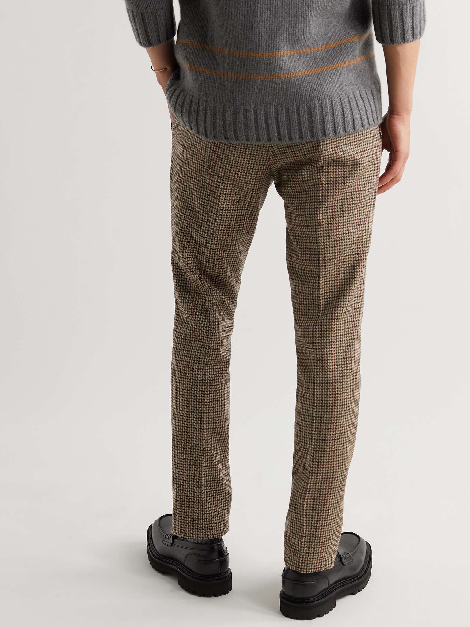 Slim-Fit Houndstooth Wool-Blend Trousers - 4