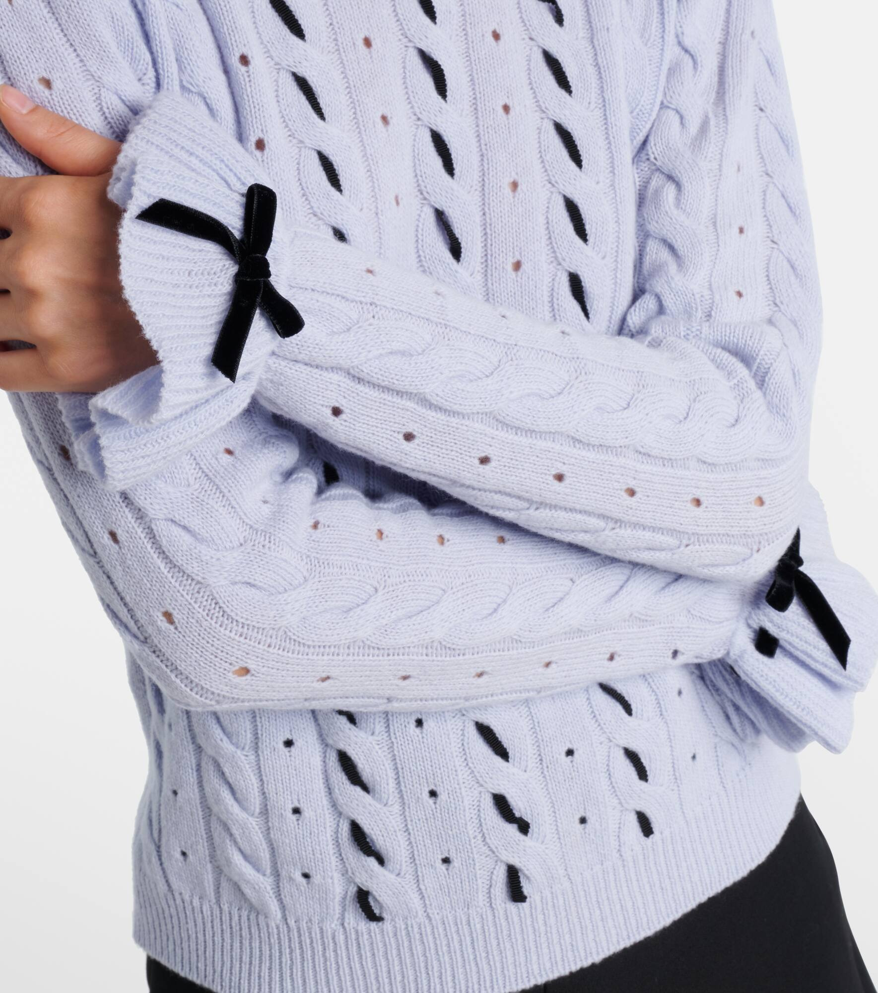 Bow-detail cable-knit virgin wool sweater - 5