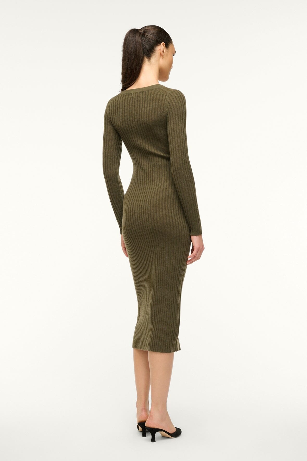 STAUD SHOKO CASHMERE SWEATER DARK OLIVE - 5