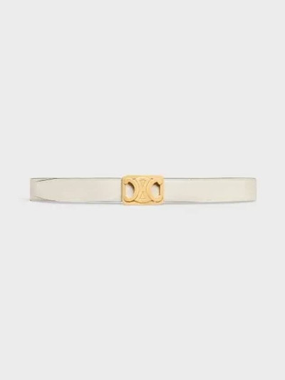 CELINE Frame Triomphe Reversible Medium Leather Belt Black White outlook