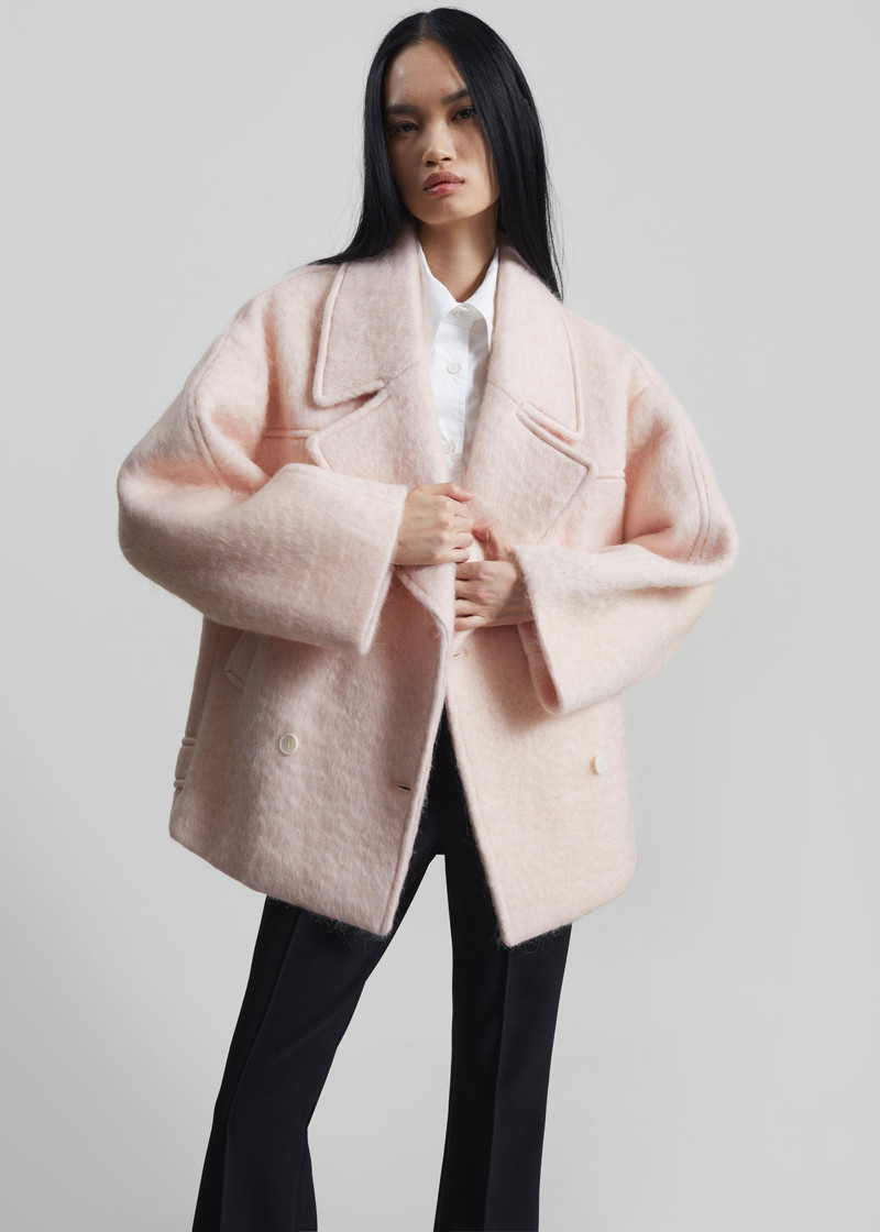 Odeone Brushed Wool Peacoat - Faded Pink 5