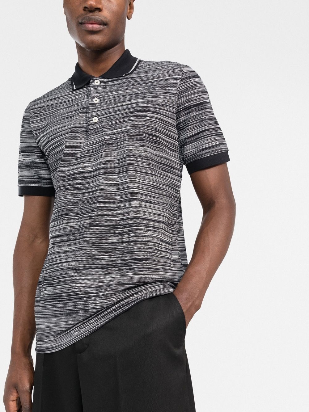 horizontal-stripe knitted polo shirt - 3