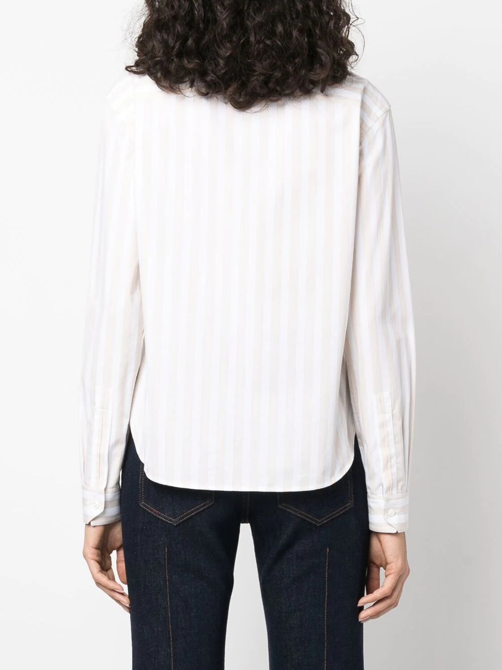embroidered-logo striped shirt - 4