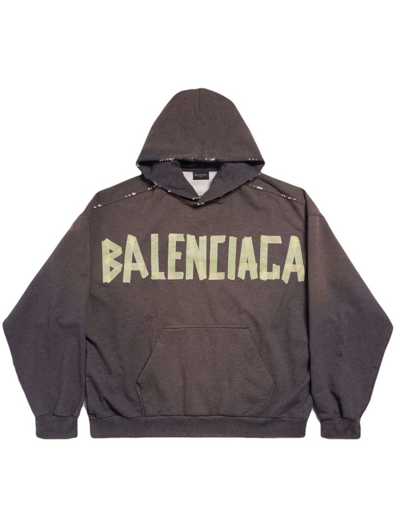 Tape Type distressed hoodie - 1