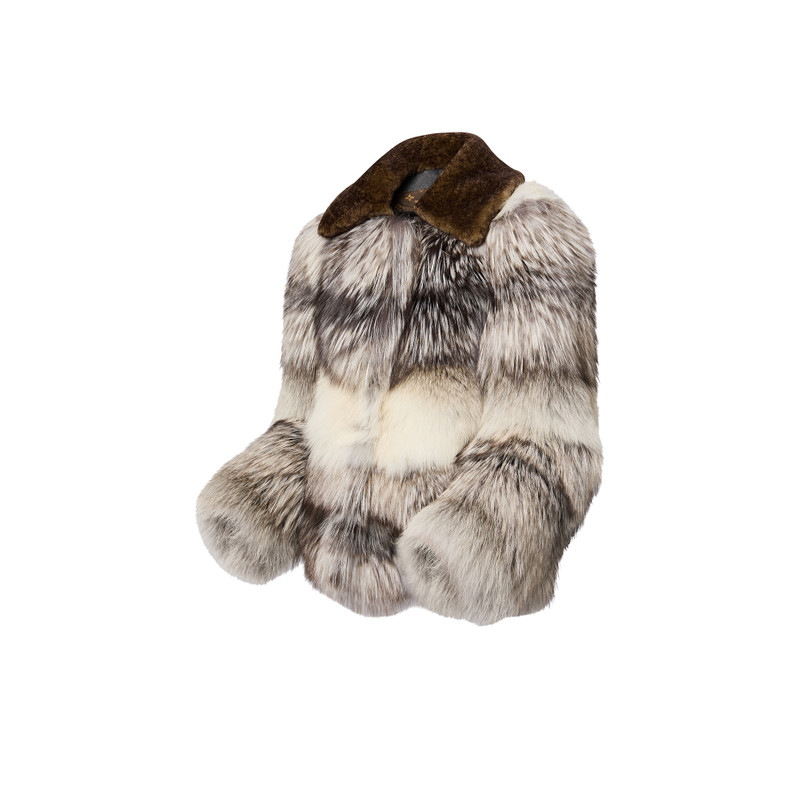 Louis Vuitton Chunky Stripes Fox Fur Coat outlook