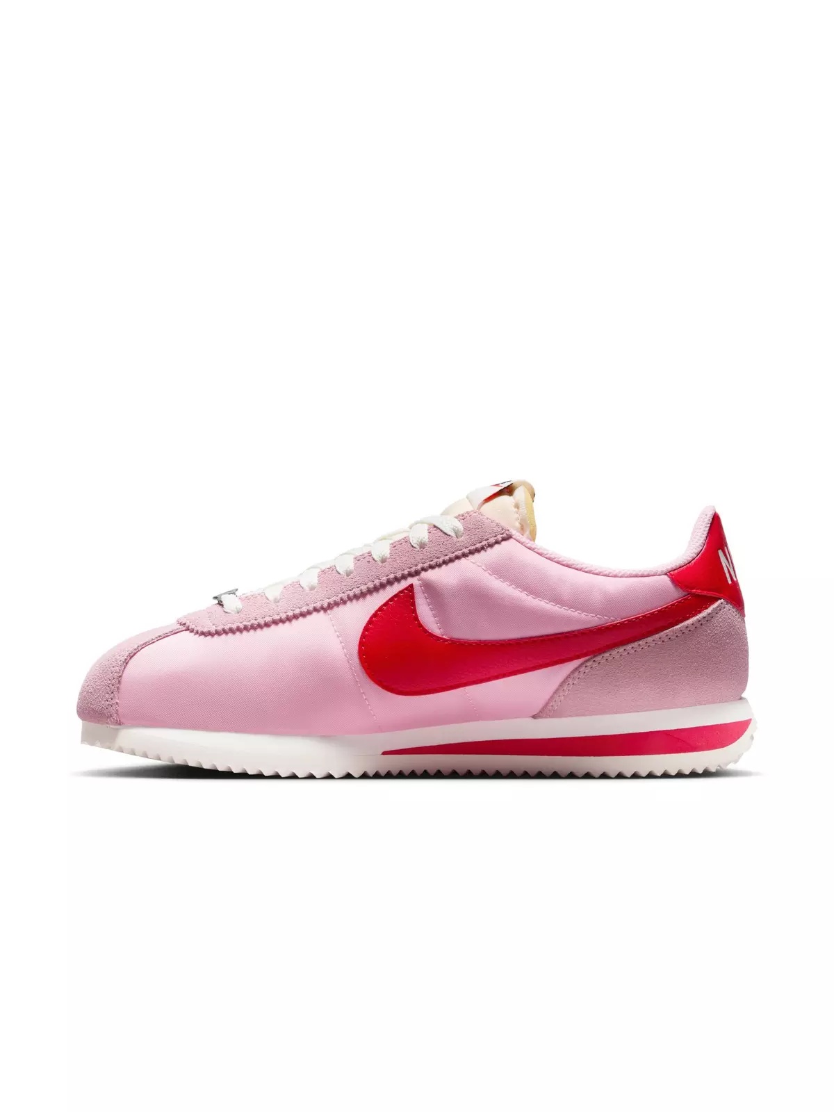 Cortez Textile "Med Soft Pink/Fire Red/Sail/Team Orange" Women's Shoe - 4