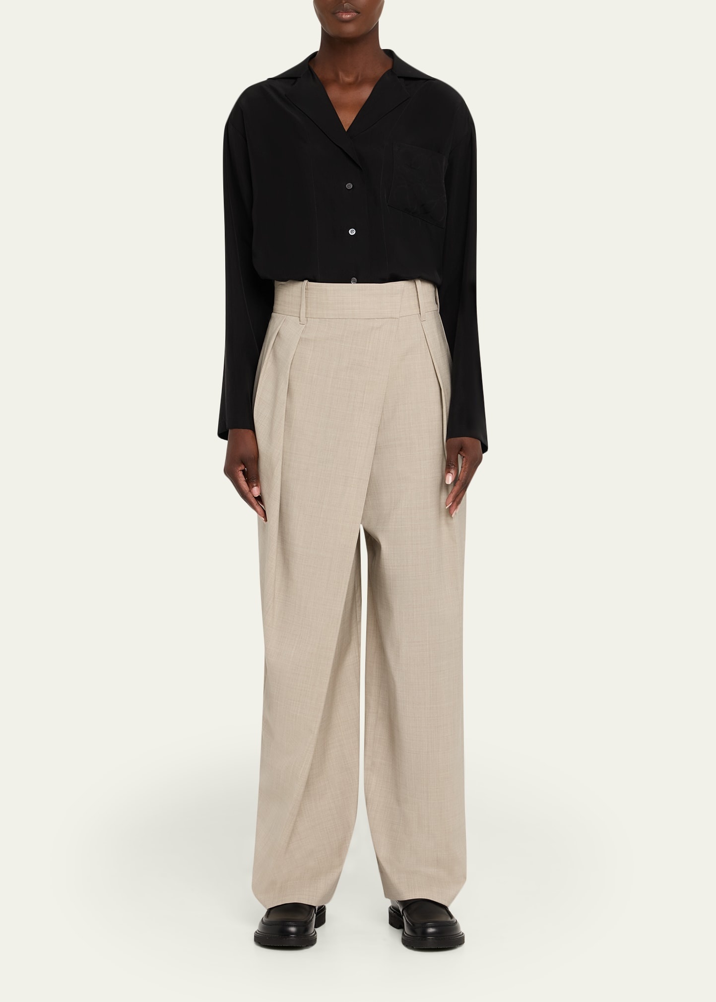 Wrap Pleated Wide-Leg Trousers - 2