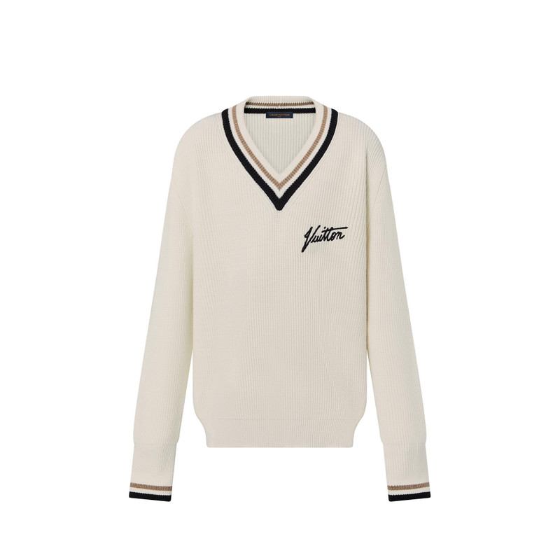 Oversized V-Neck Signature Pullover - 1