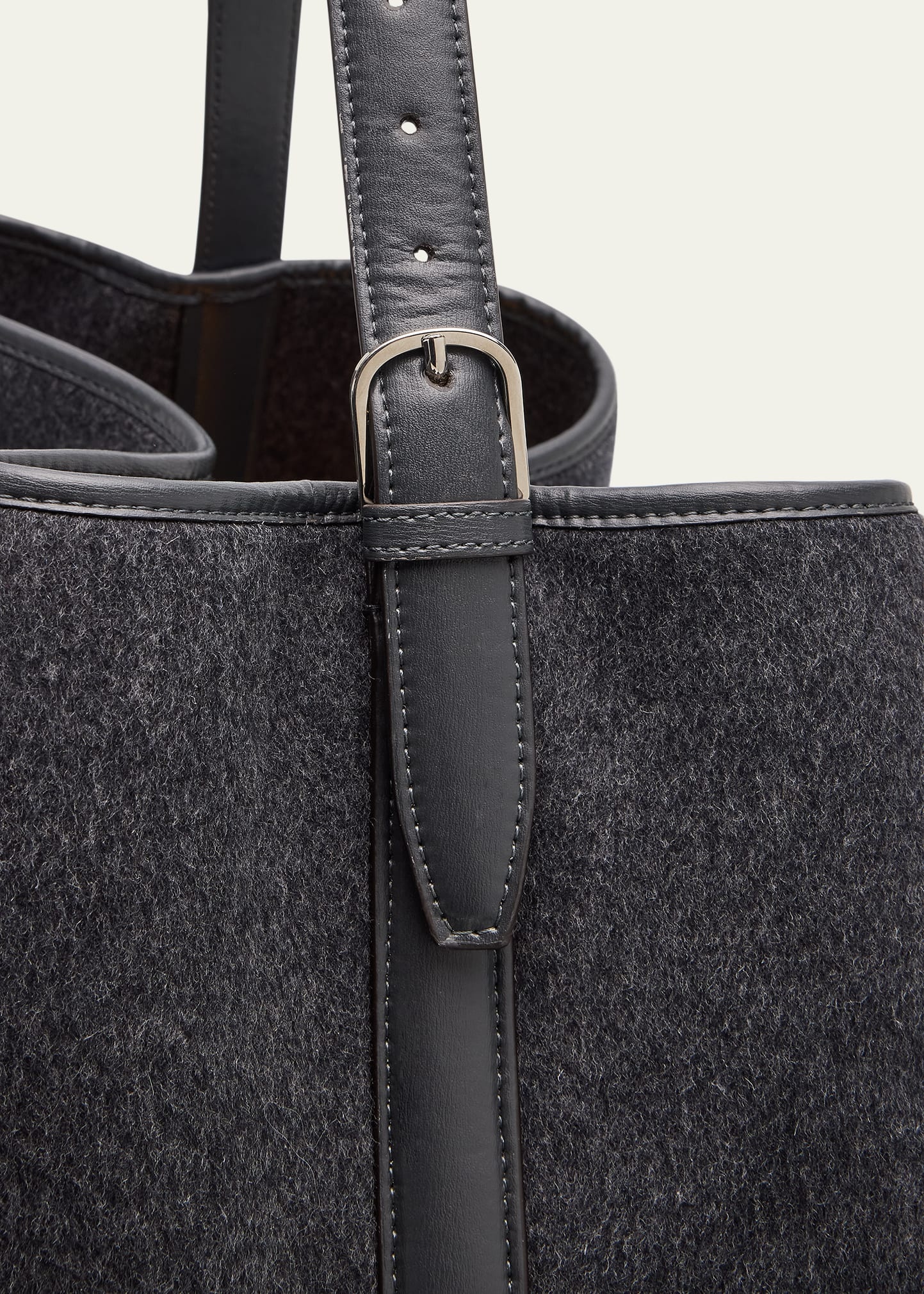Belted Wool & Leather Tote Bag - 5