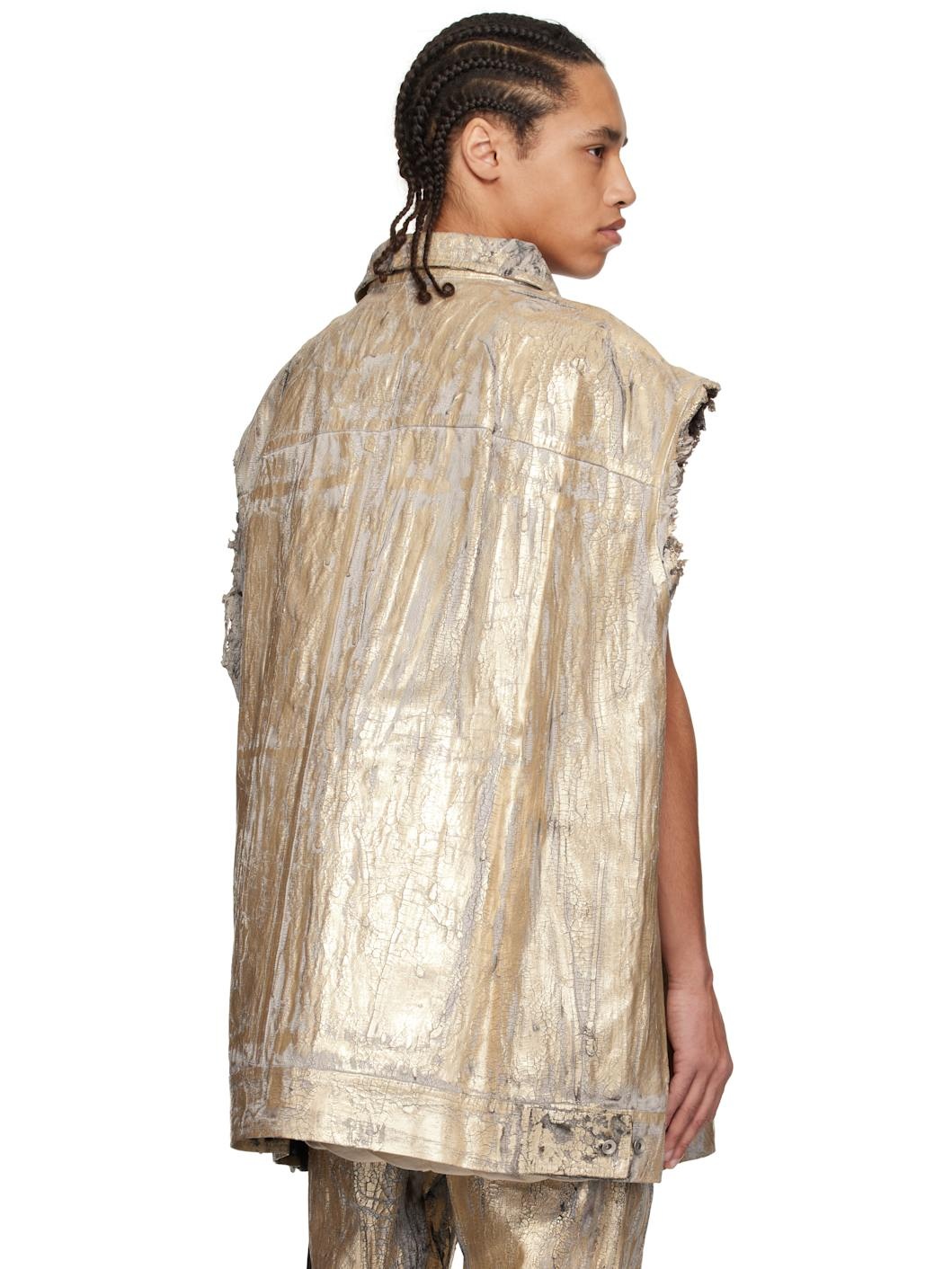 Gold Hollywood Jumbo Worker Denim Vest - 3