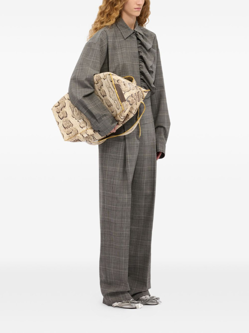 MSGM ruffled-detail check-pattern shirt outlook