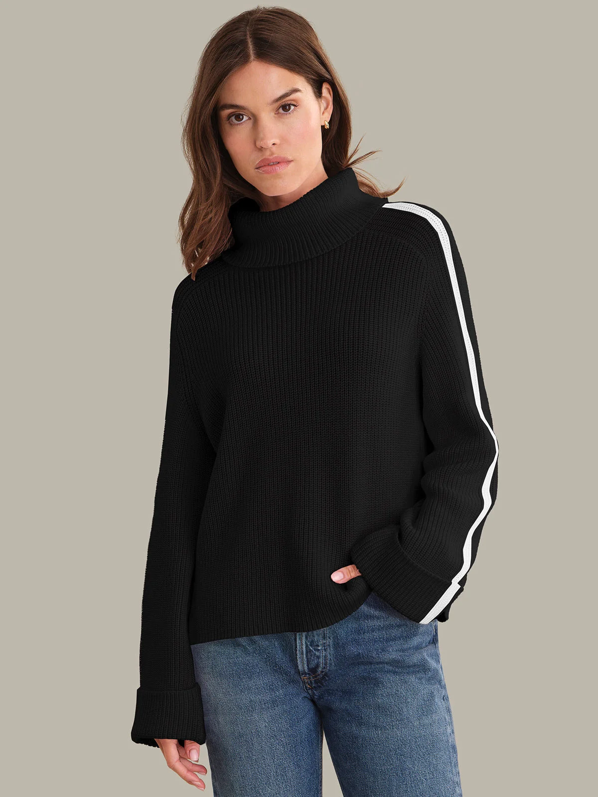 Vida: Cotton Tipped Turtleneck Sweater - 1