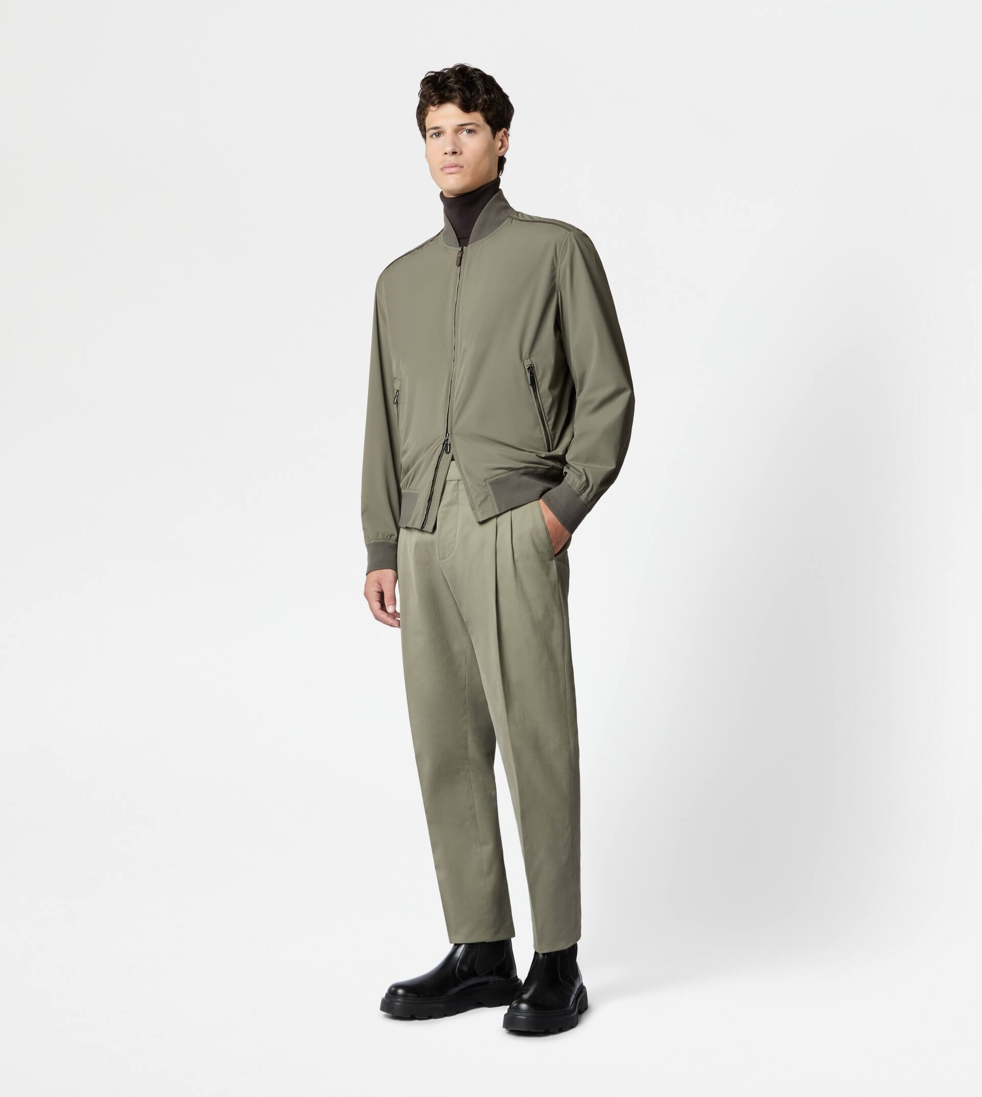 BOMBER JACKET IN TECHNICAL FABRIC - GREEN - 2
