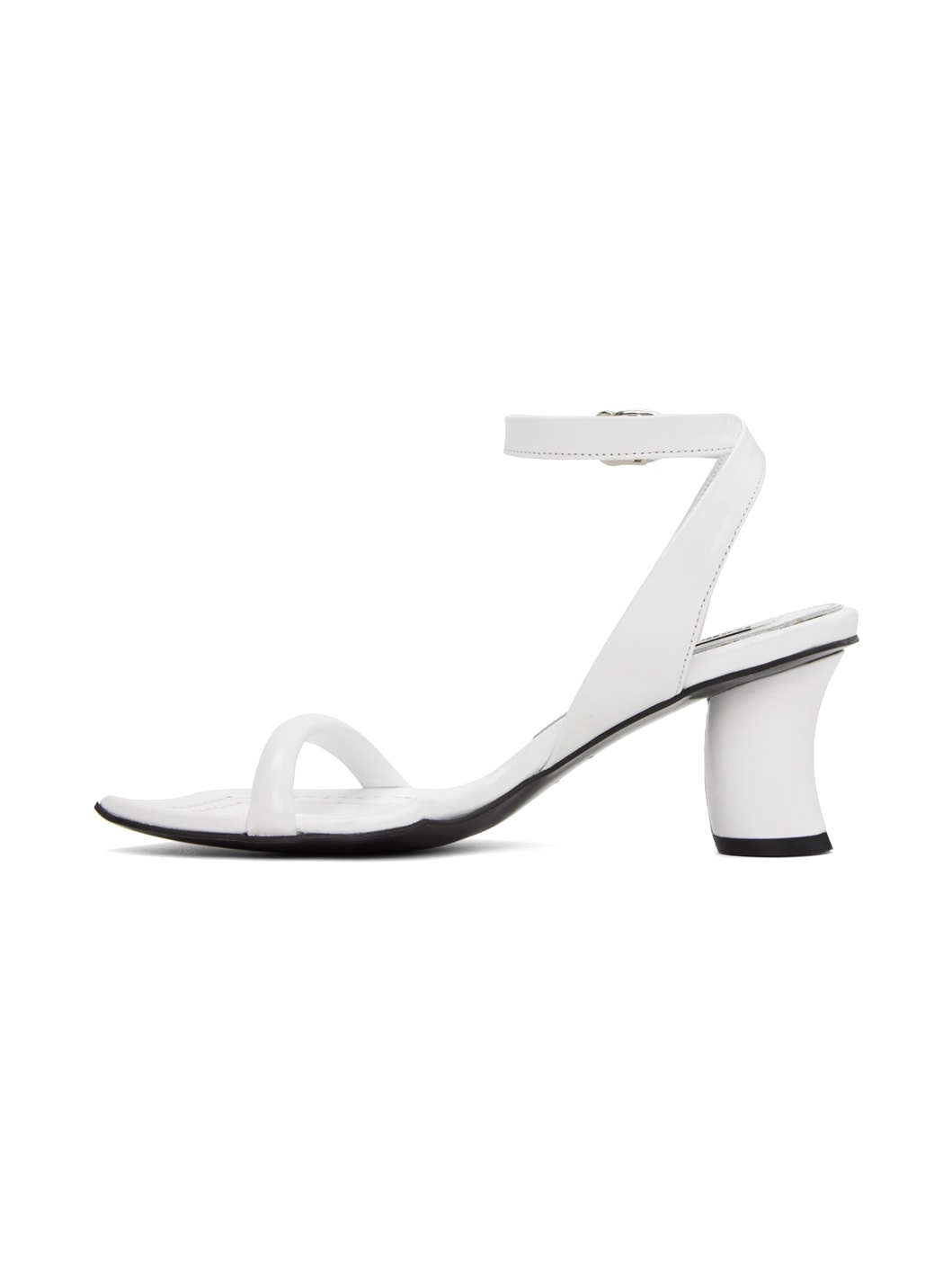 White Leather Heeled Sandals - 3
