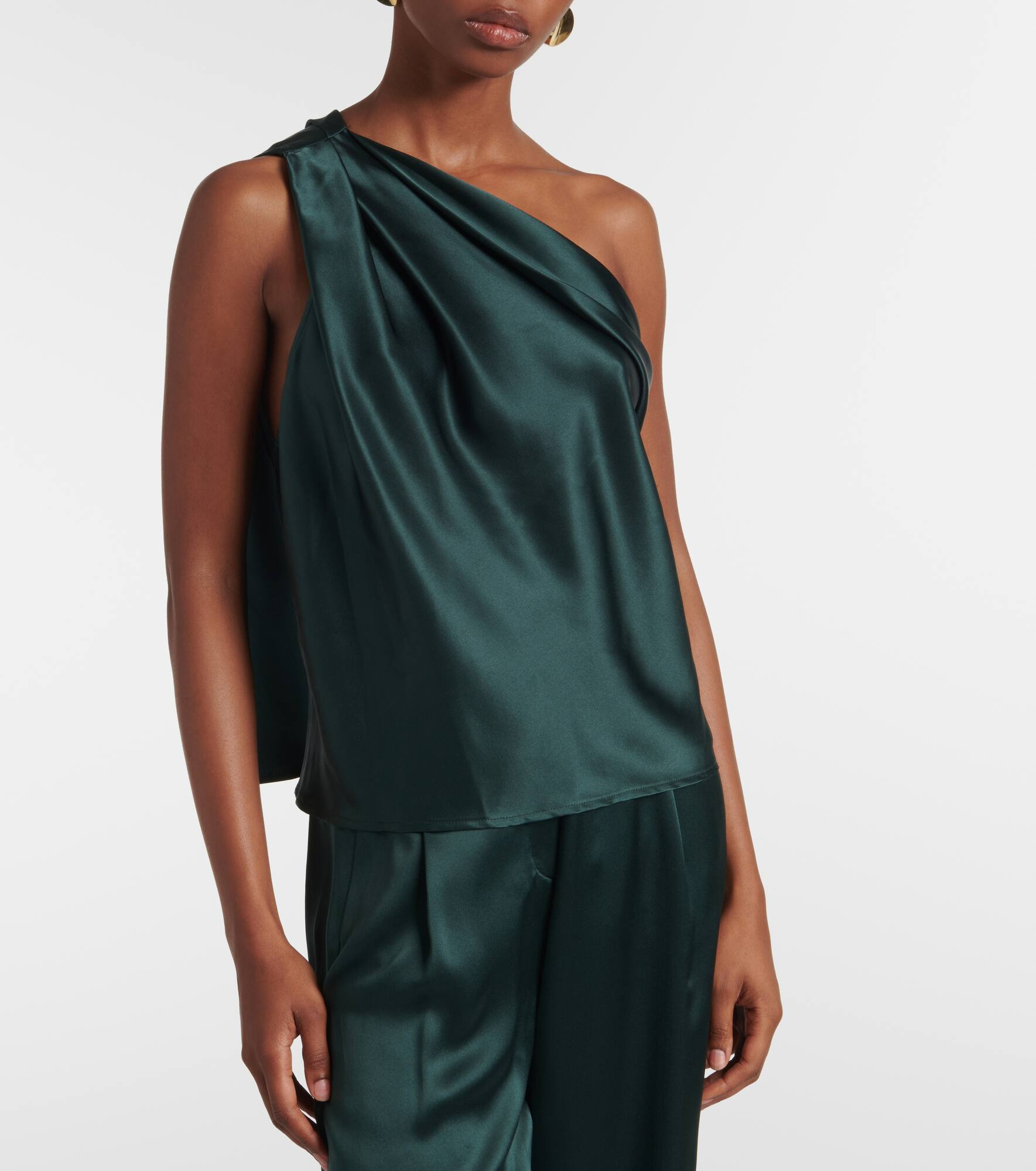 Silk one-shoulder top - 4