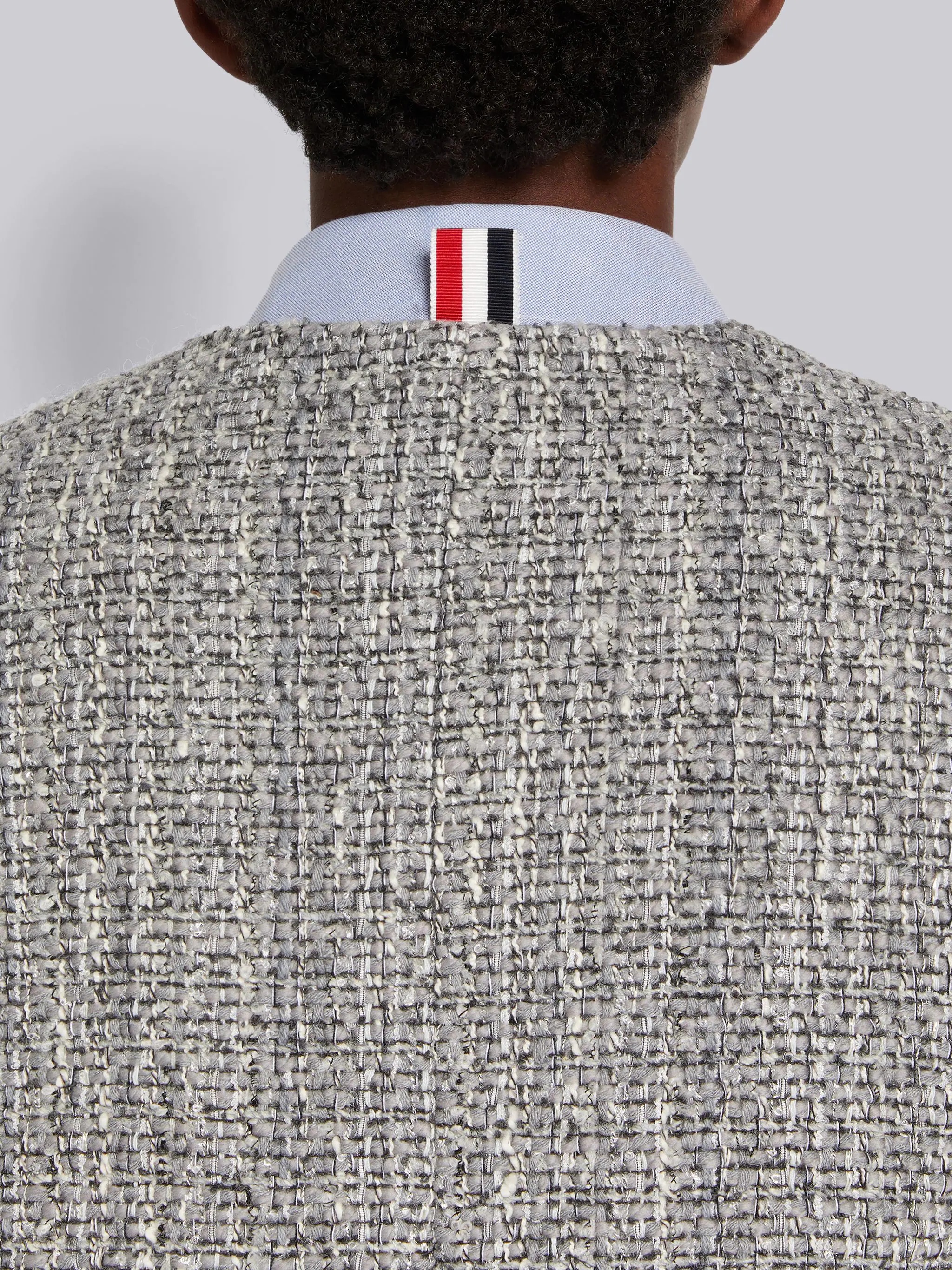 Medium Grey Melange Look Solid Tweed Semi-constructed Cardigan Overcoat - 5