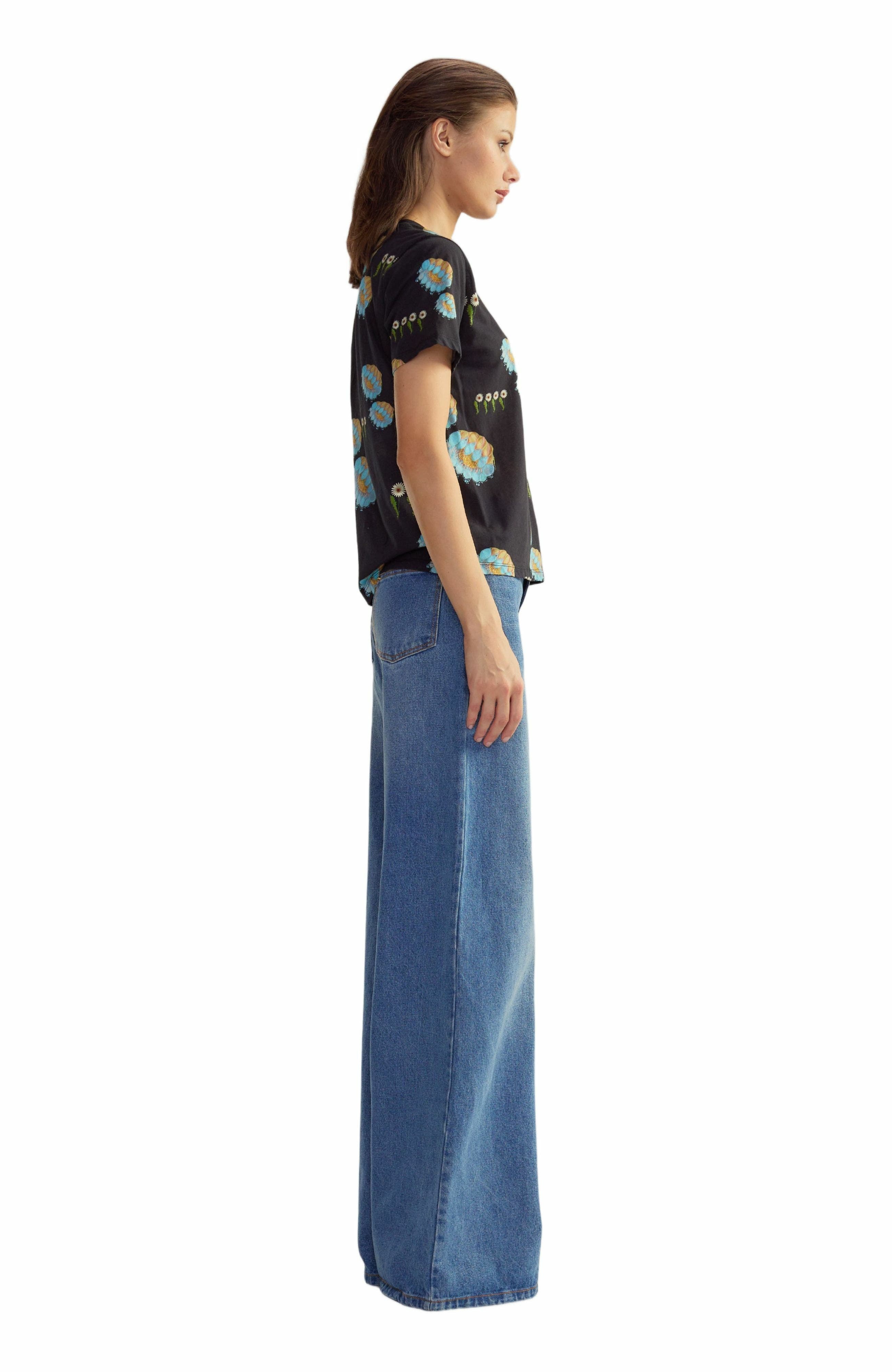 Cynthia Rowley Everyday Cotton Tee in Black Floral at Nordstrom - 2
