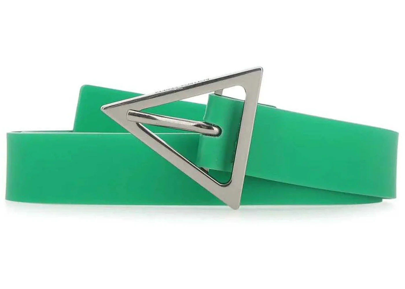 Bottega Veneta Triangle Logo Buckle Rubber Belt Green - 1