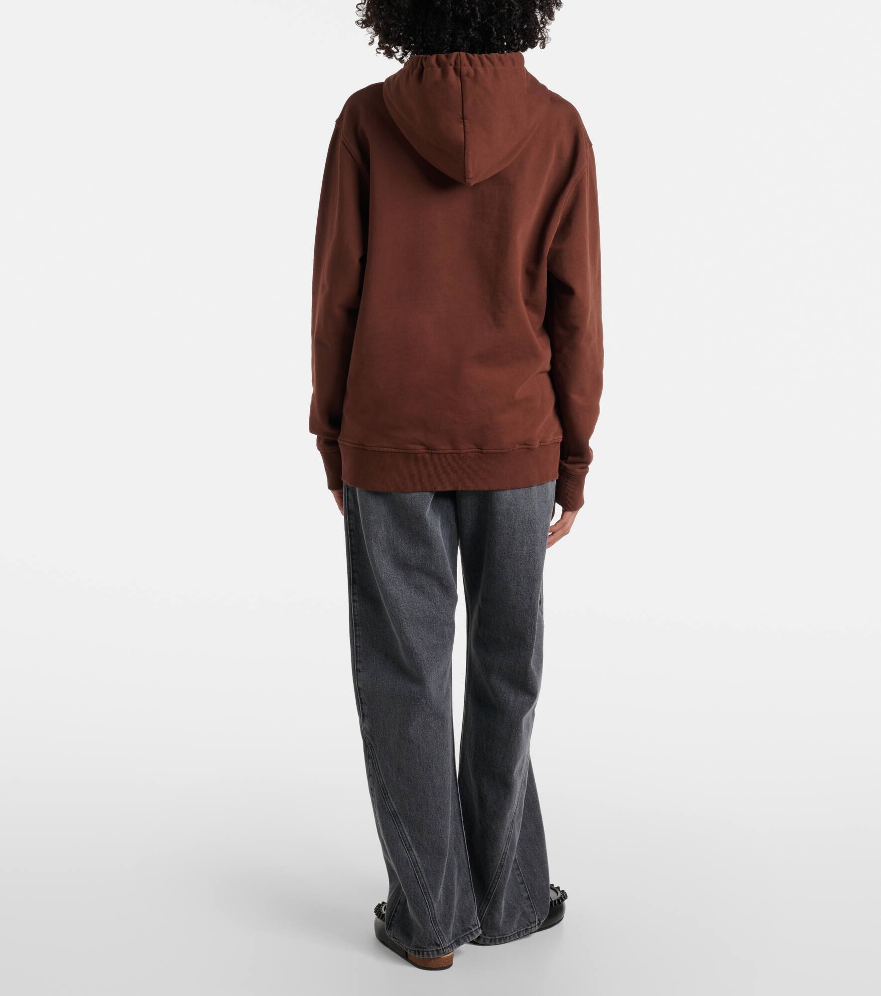 Printed embroidered cotton jersey hoodie - 3
