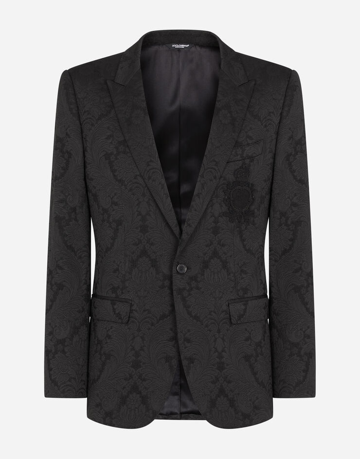 Floral jacquard Martini-fit suit with patch - 3