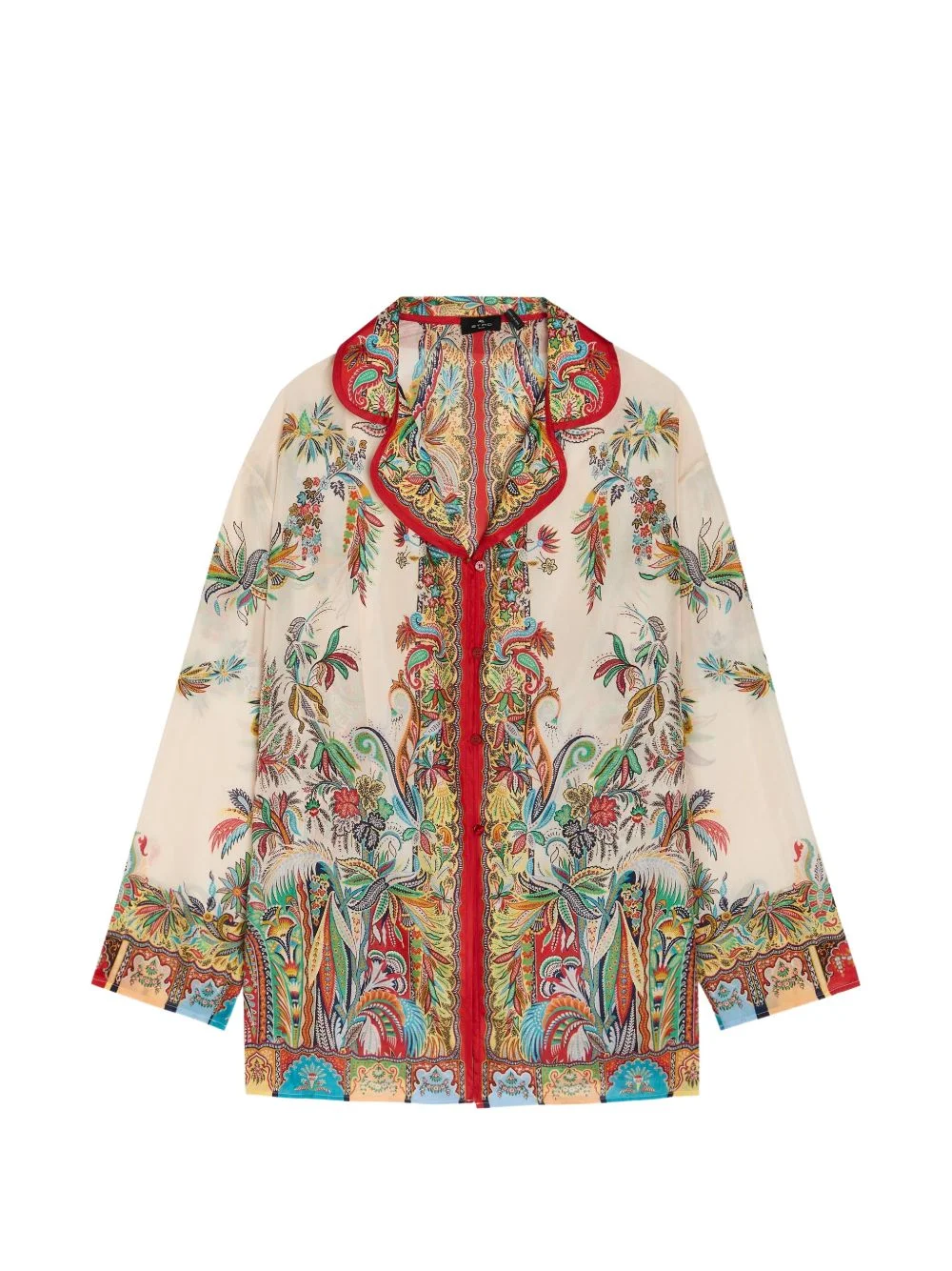 paisley-print silk cover-up shirt - 1
