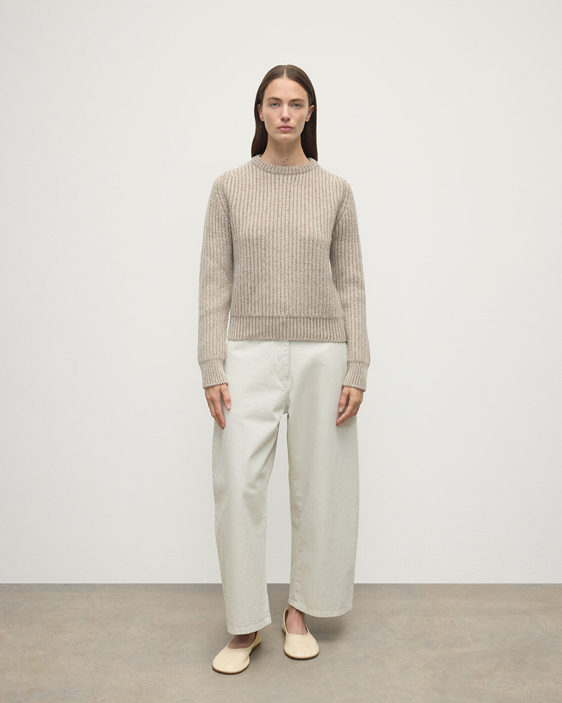 High Neck Donegal Cashmere Cream Jumper - 2